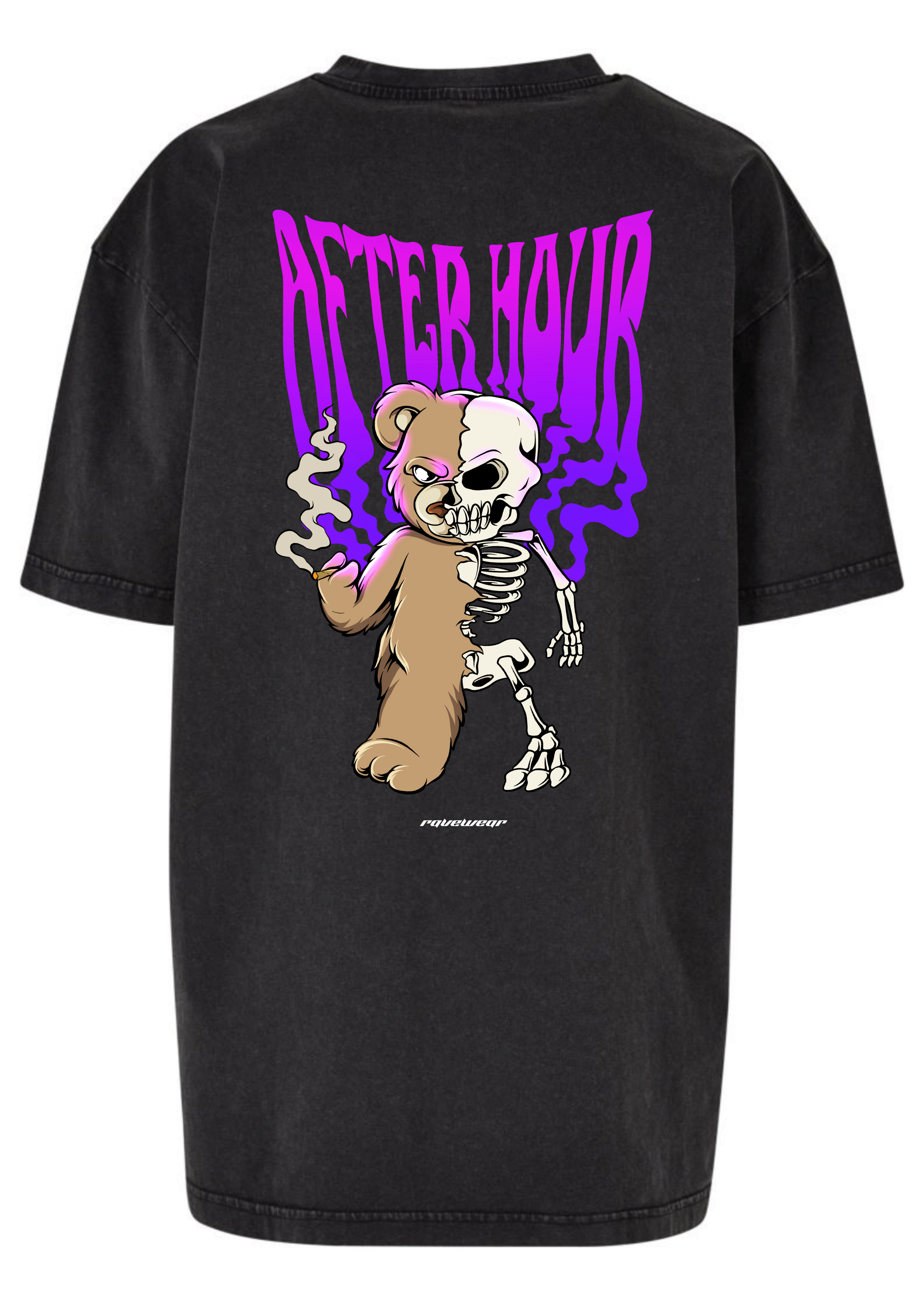 Afterhour Teddy Backprint - Damen Acid Oversized Shirt