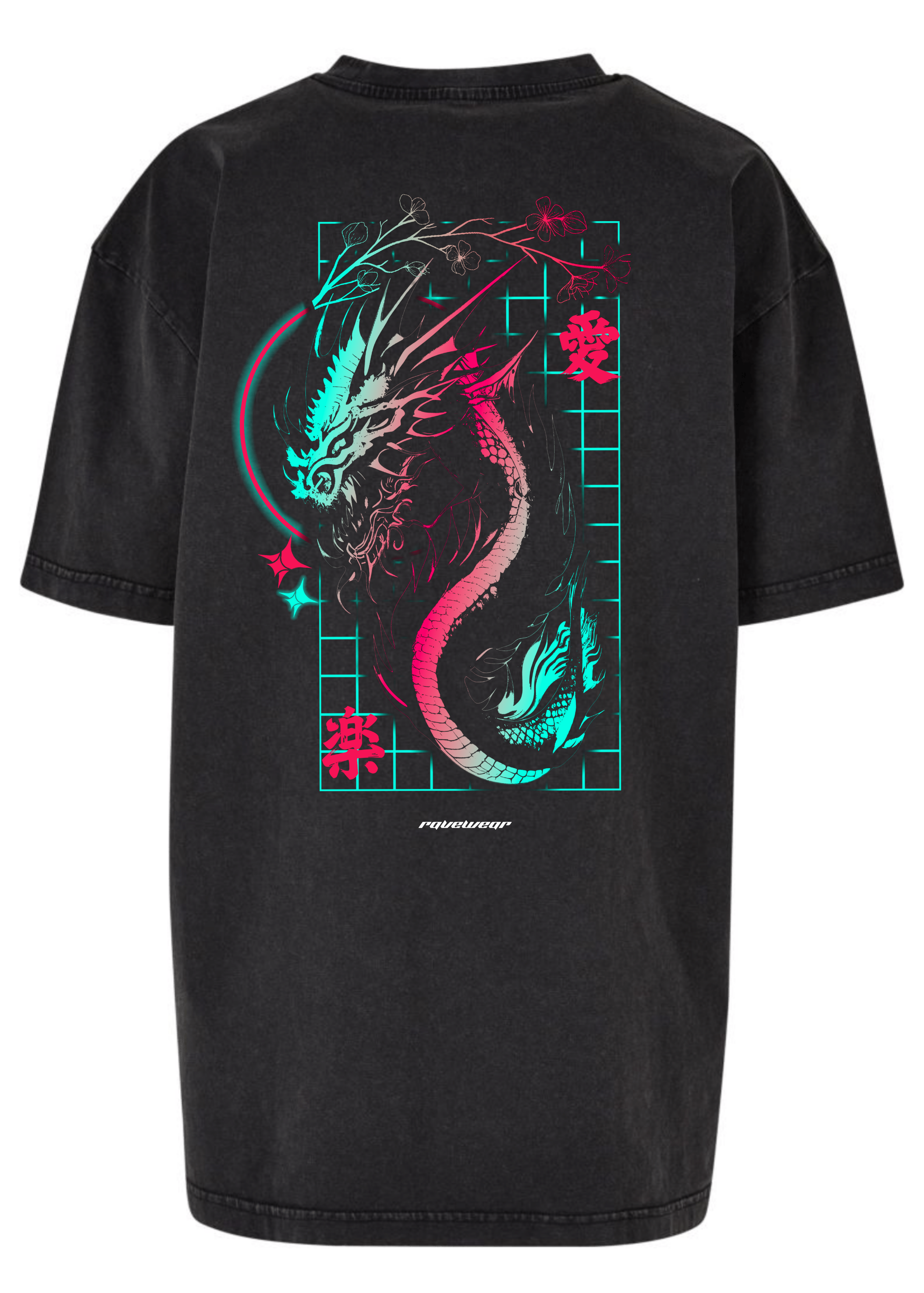 Techno Dragon Backprint - Damen Acid Oversized Shirt