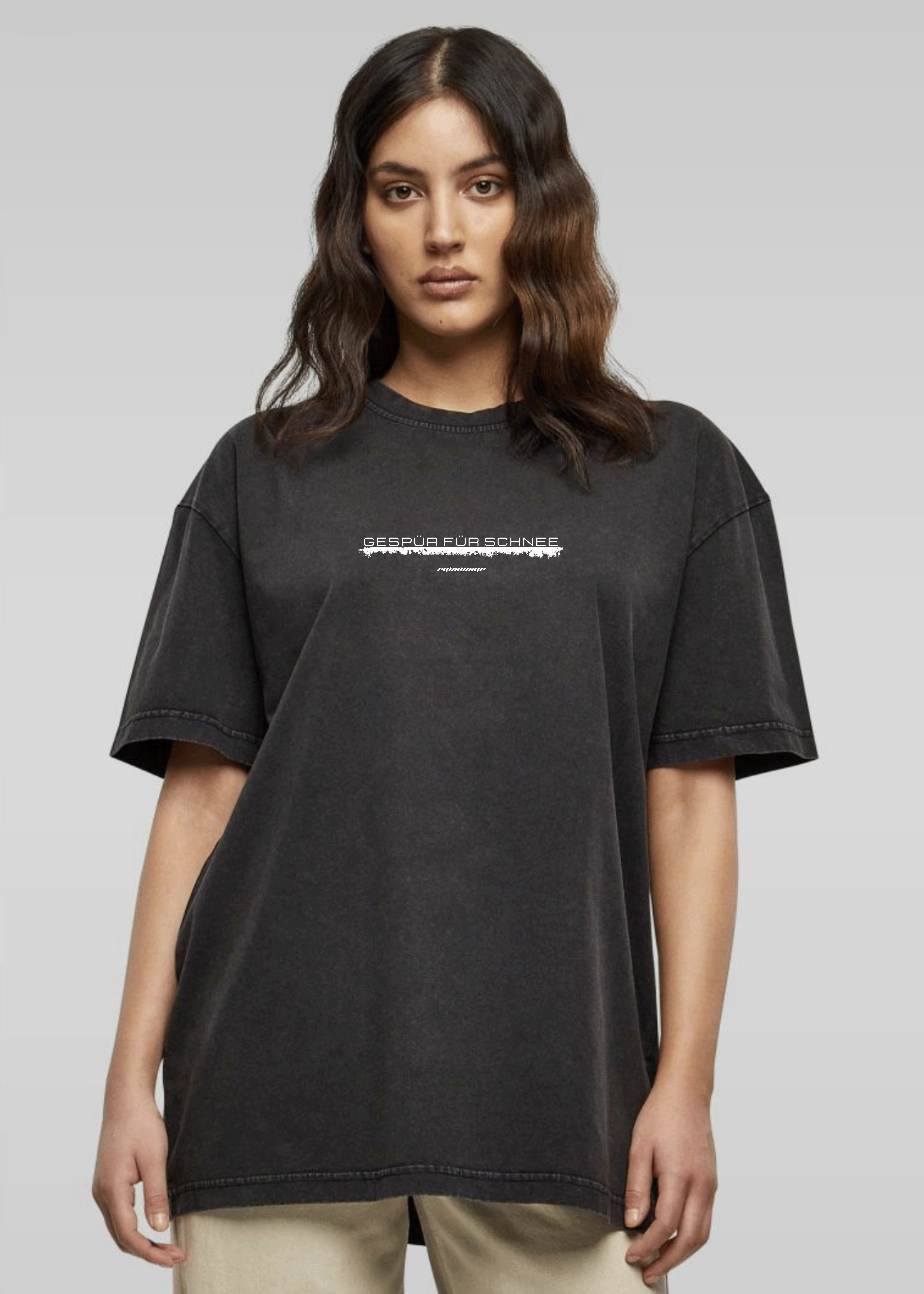 Gespür für Schnee Frontprint - Damen Acid Oversized Shirt