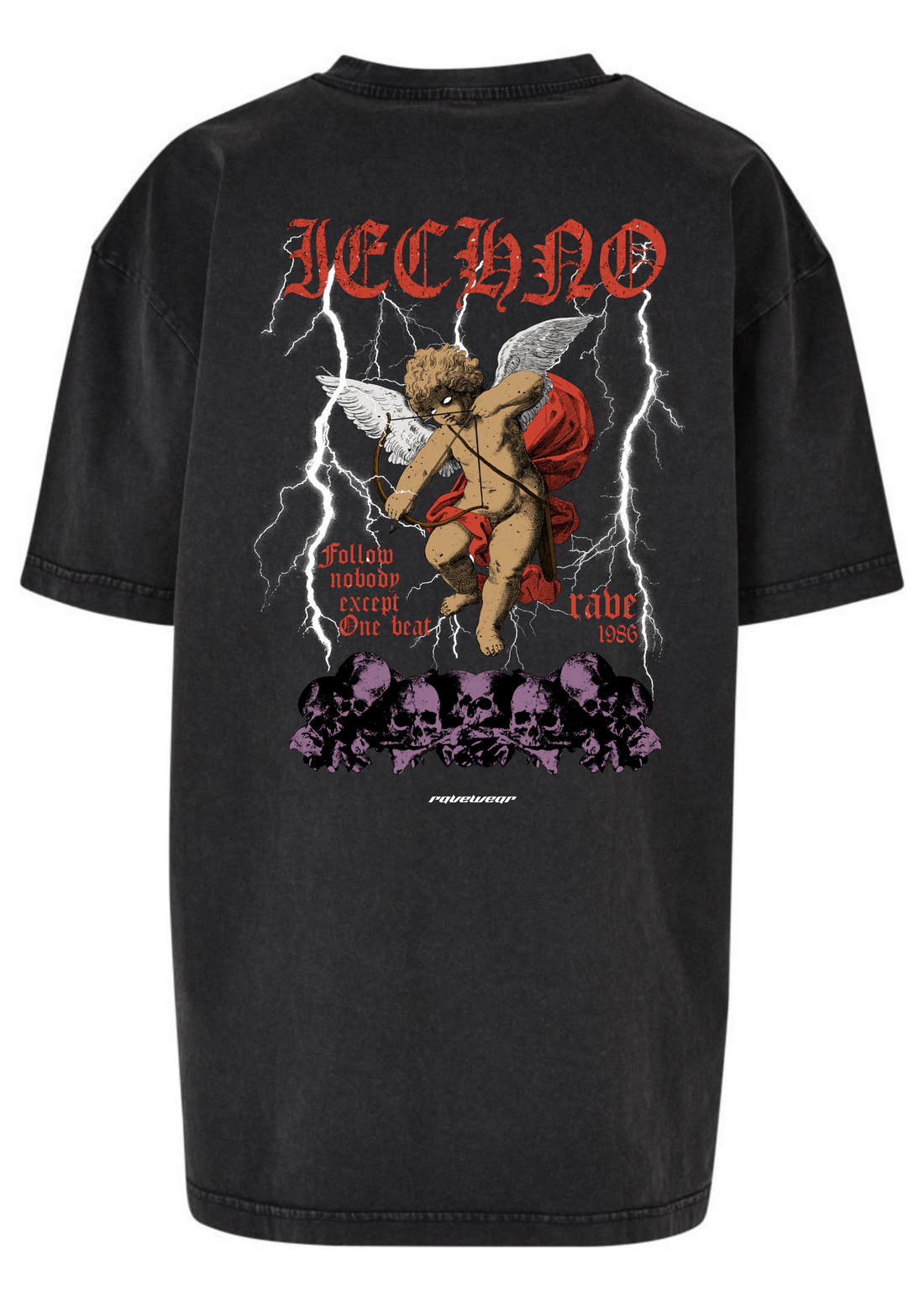 Techno Amor Backprint - Damen Acid Oversized Shirt