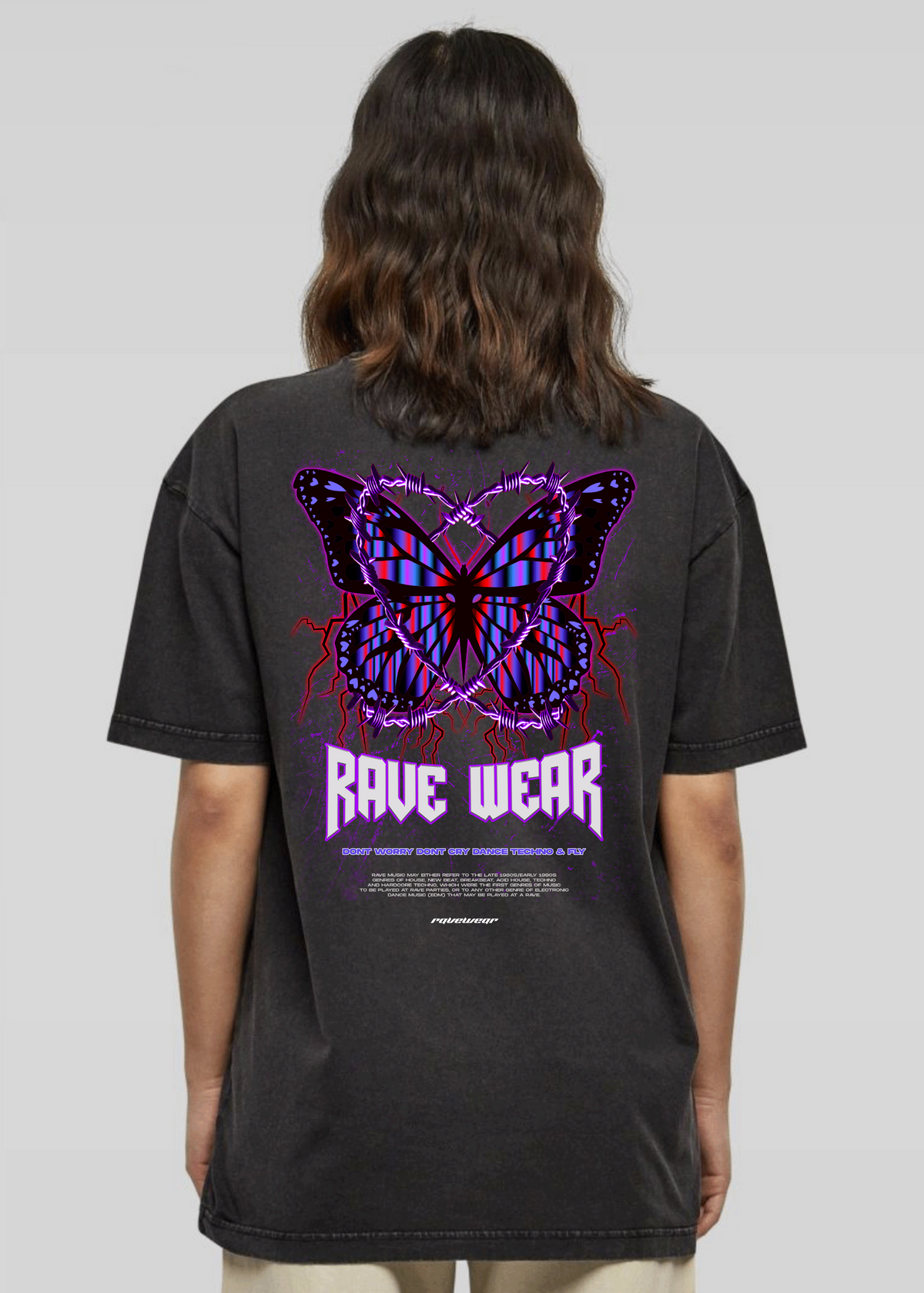 Chained Butterfly Backprint - Unisex Acid Oversized Shirt