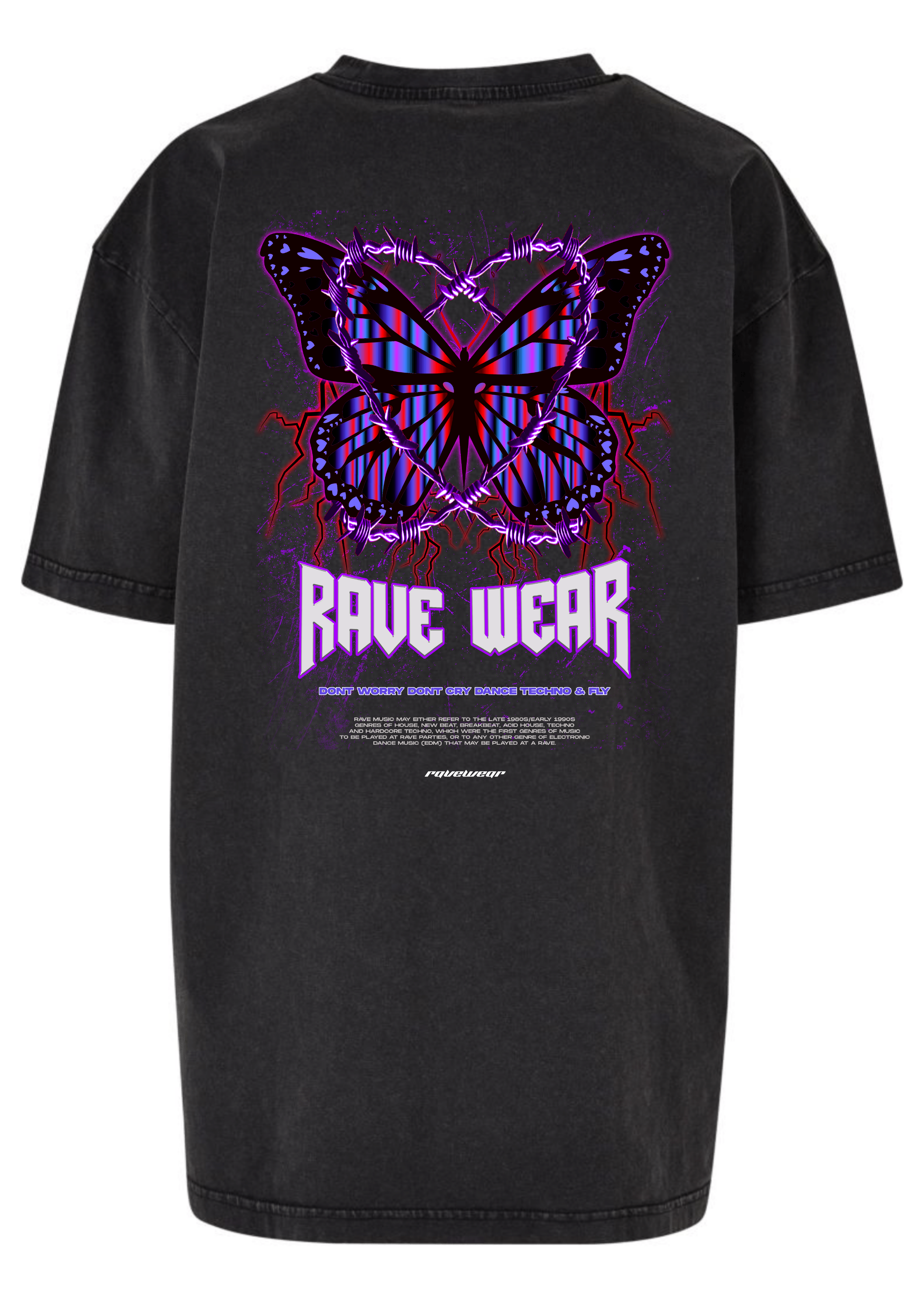 Chained Butterfly Backprint - Damen Acid Oversized Shirt