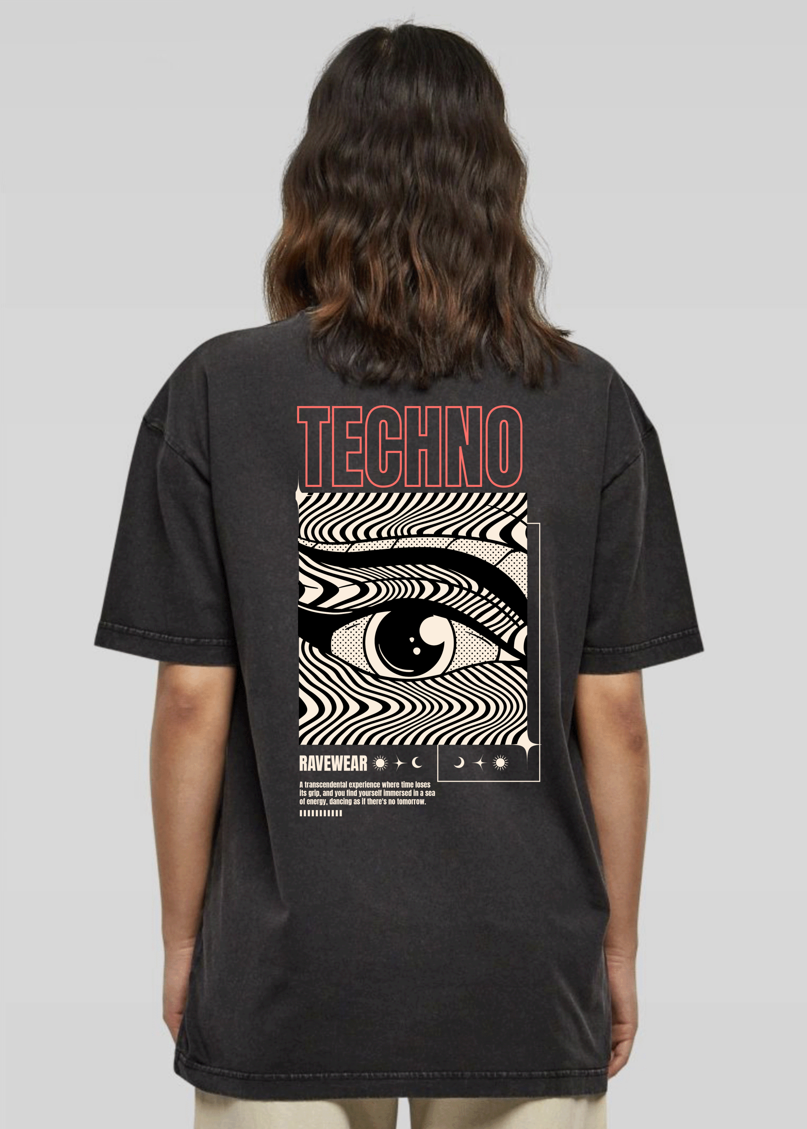 Technoeye Backprint - Damen Acid Oversized Shirt