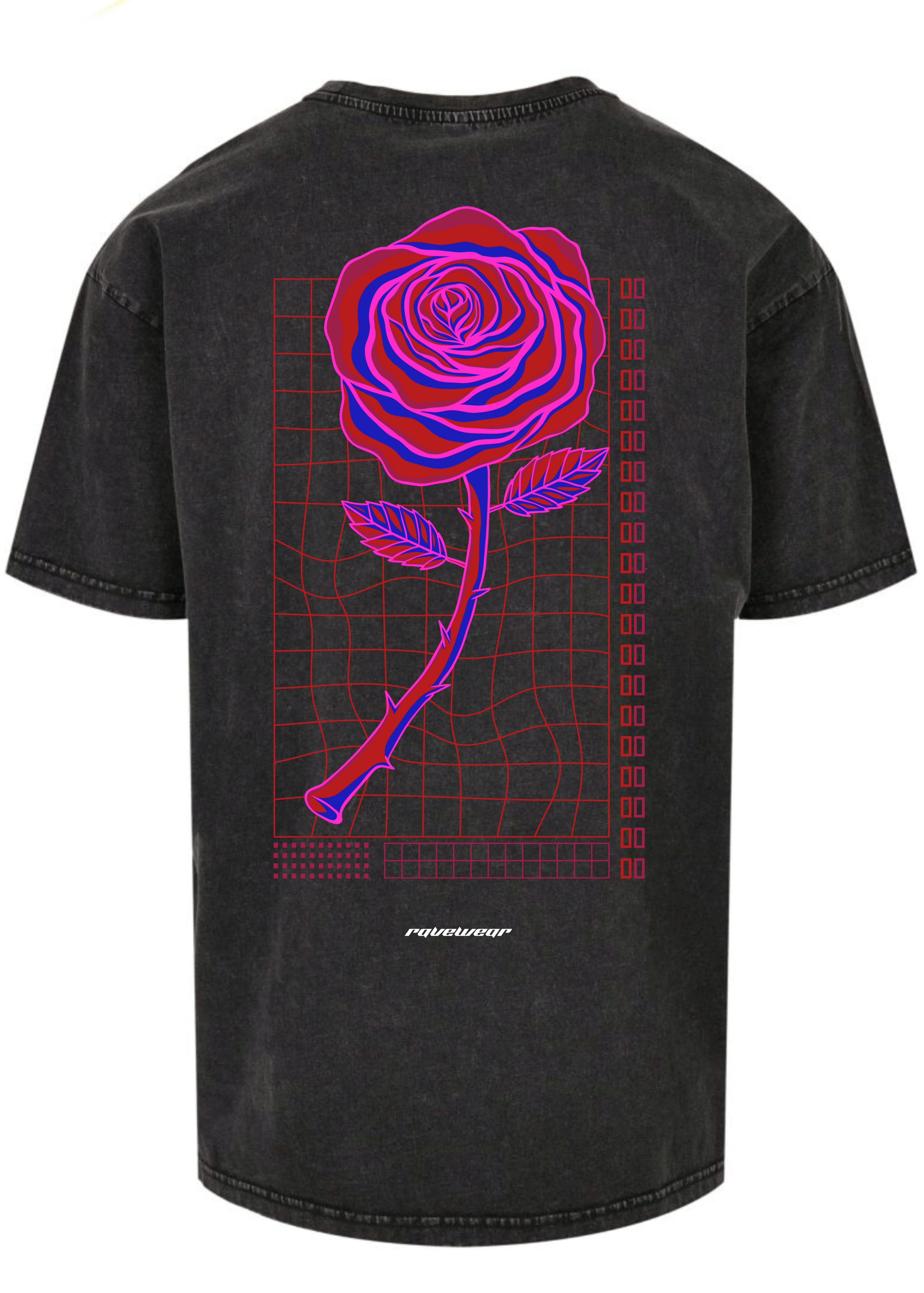 Neon Retro Rose Backprint - Herren Acid Oversized Shirt