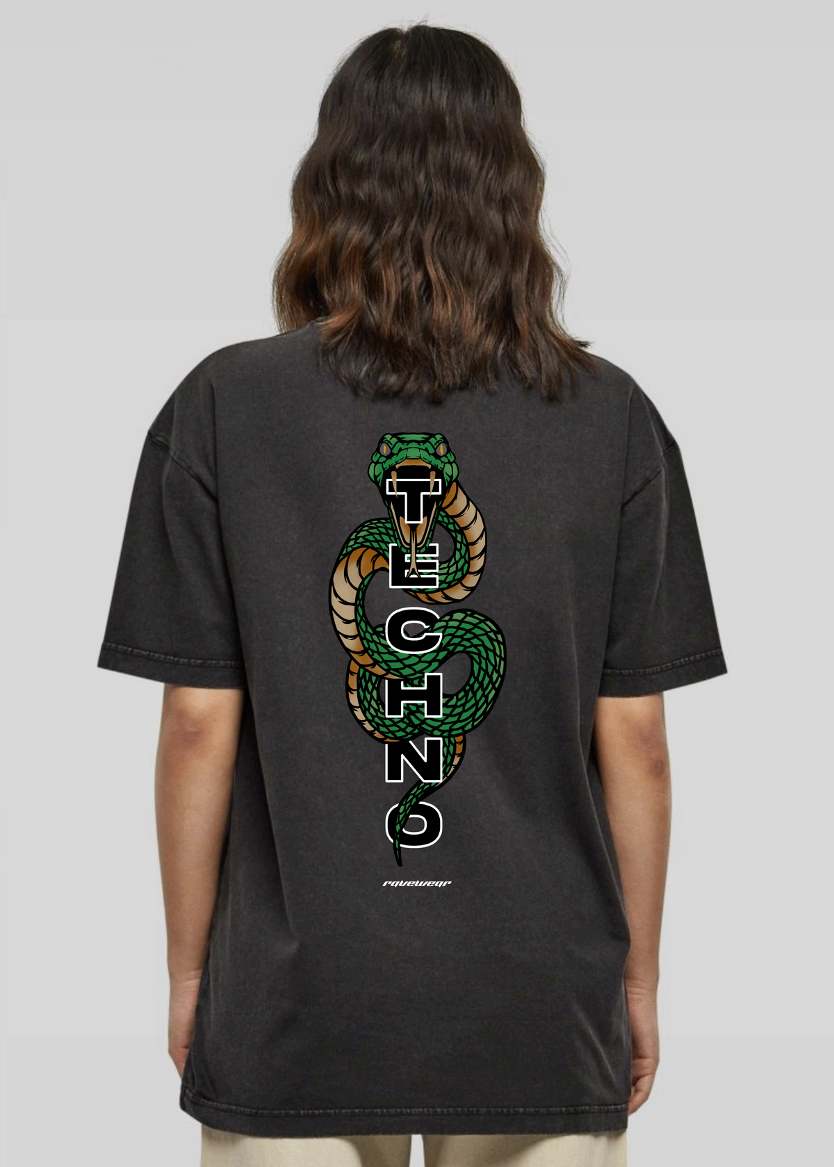 Techno Cobra Backprint - Unisex Acid Oversized Shirt
