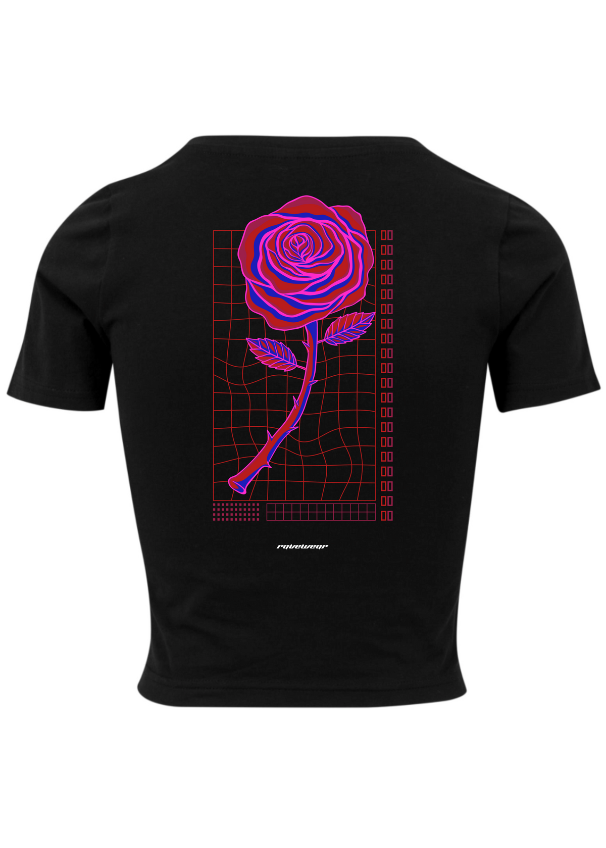 Neon Retro Rose Backprint - Damen Crop Top