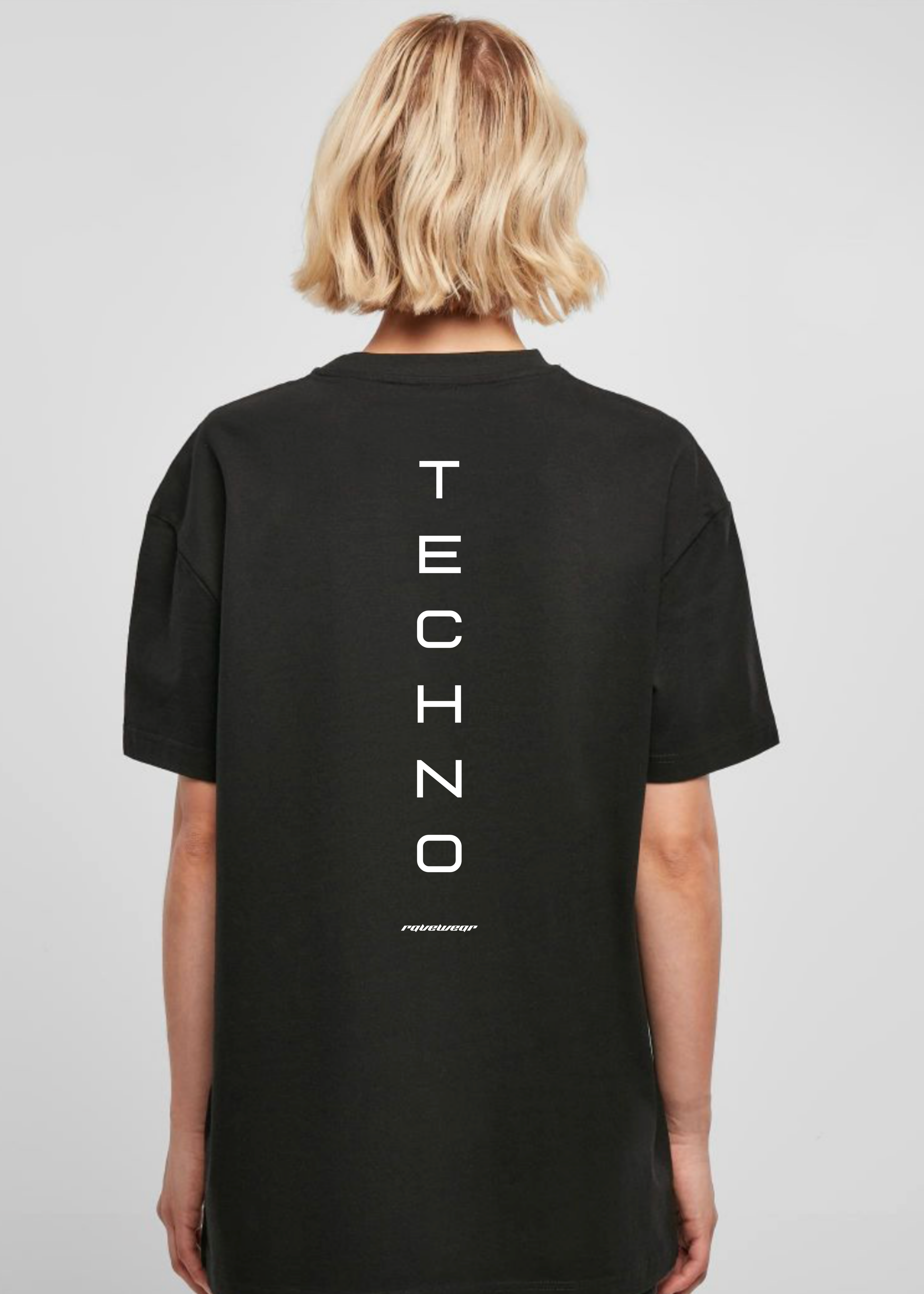 Just Techno Backprint - Damen Oversized Shirt