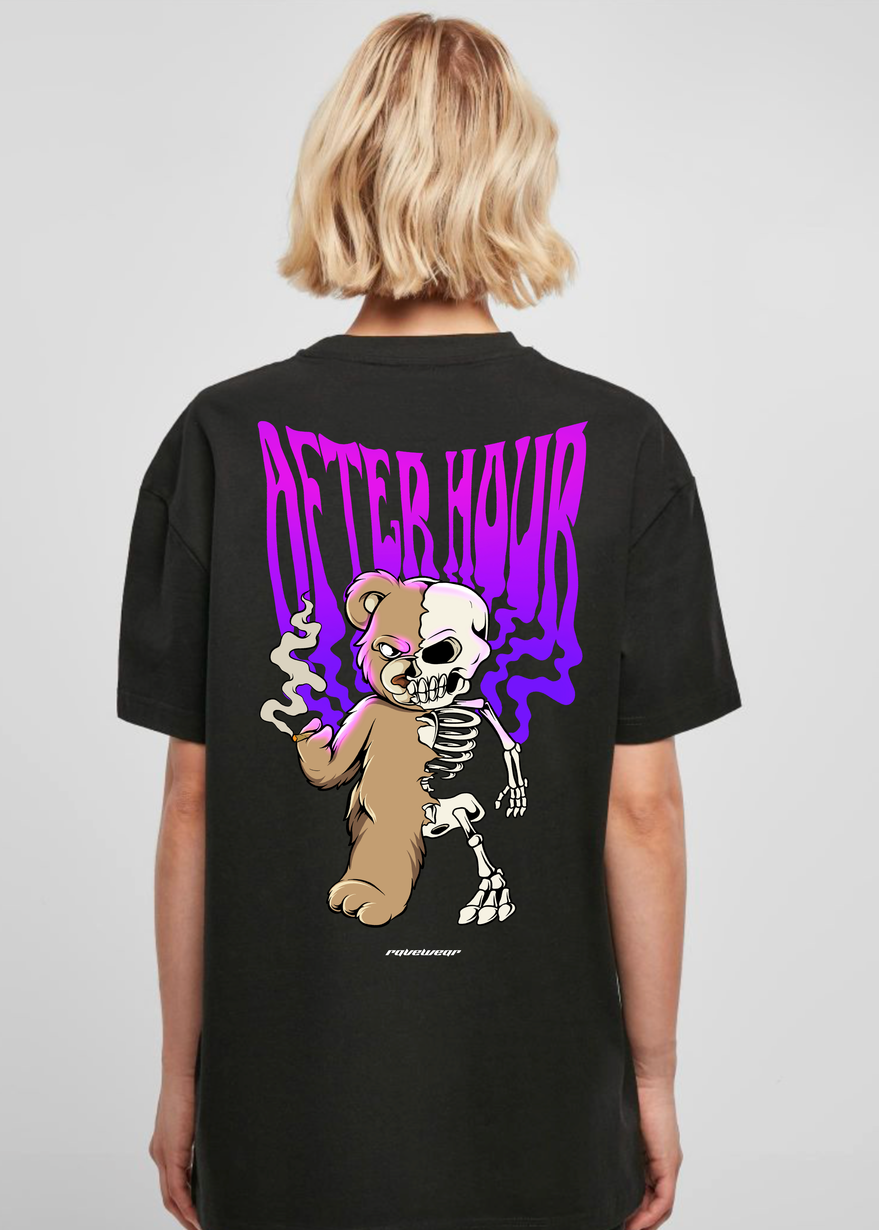 Afterhour Teddy Backprint - Damen Oversized Shirt