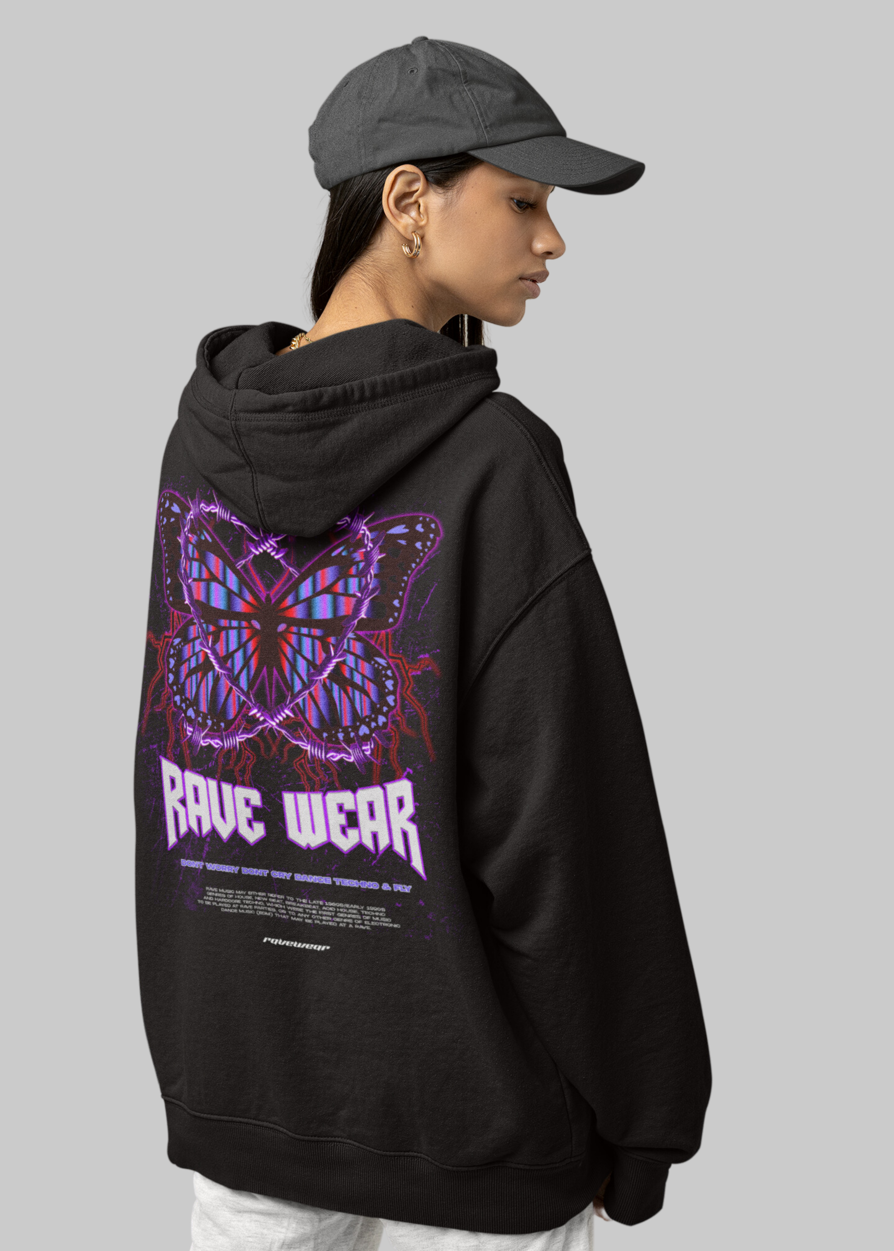 Chained Butterfly Backprint - Damen Oversized Hoodie