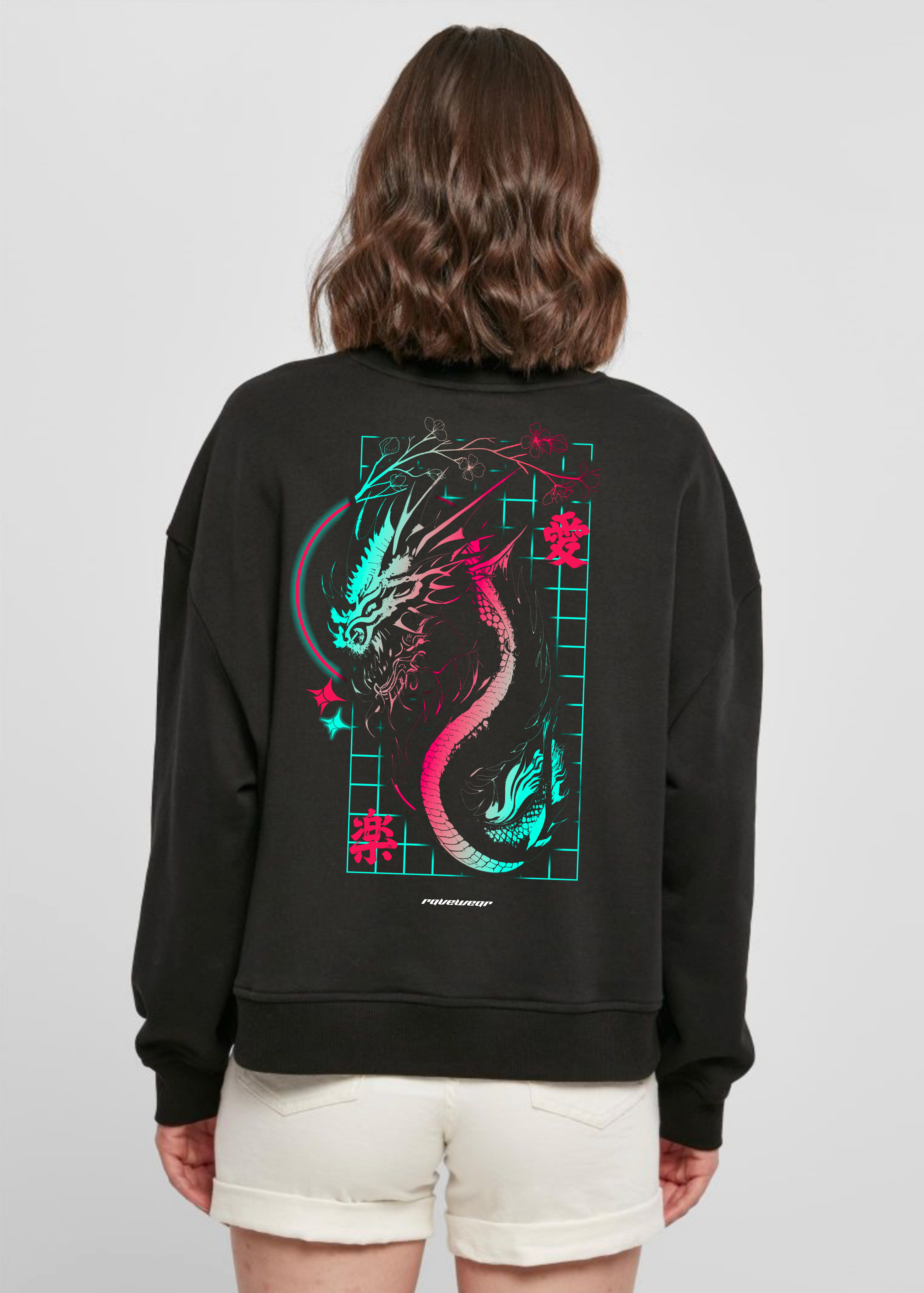 Techno Dragon Backprint - Damen Oversized Sweatshirt