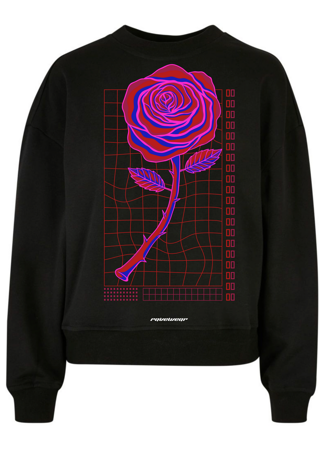 Neon Retro Rose Backprint - Damen Oversized Sweatshirt