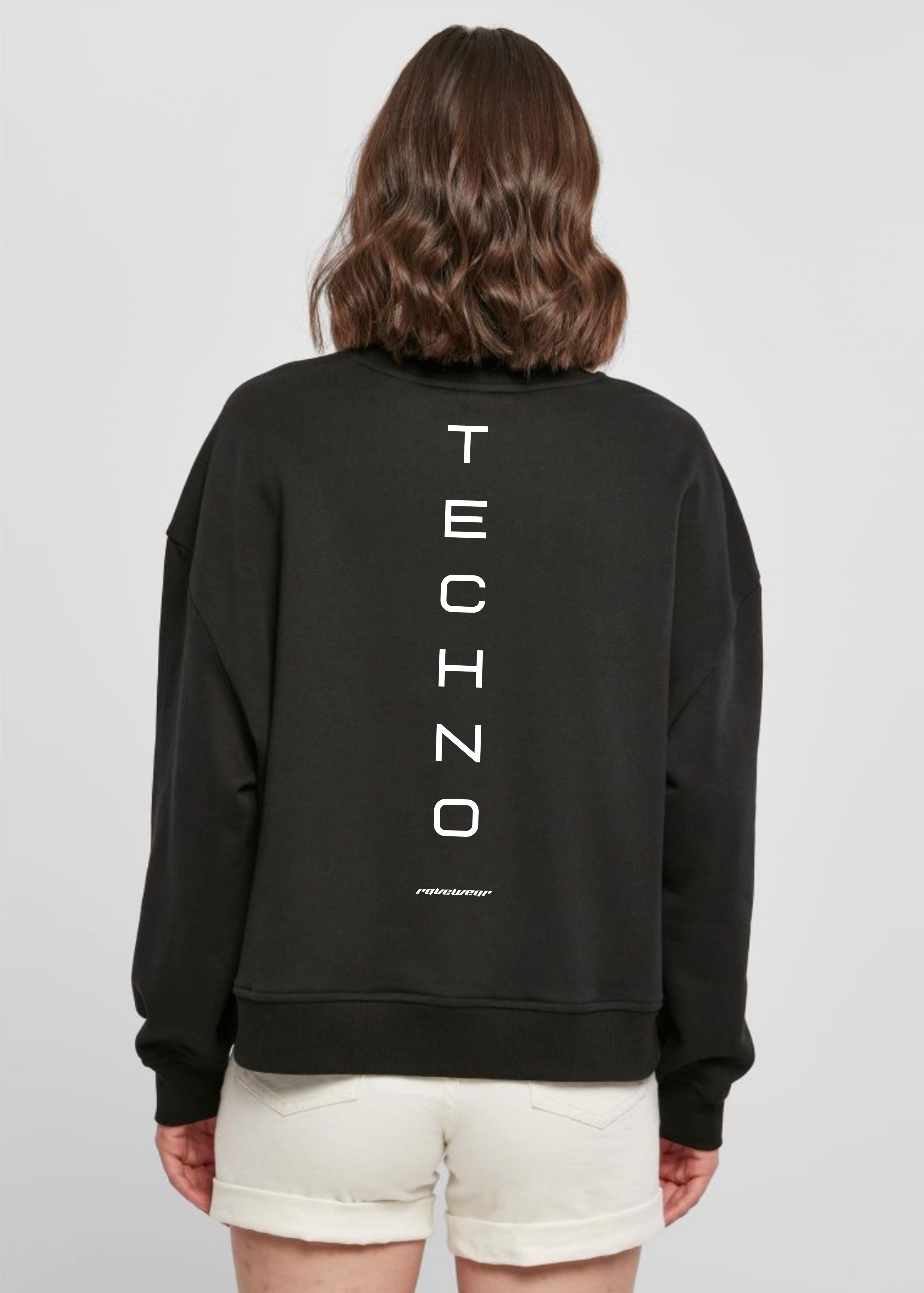 Just Techno Backprint - Damen Oversized Sweatshirt