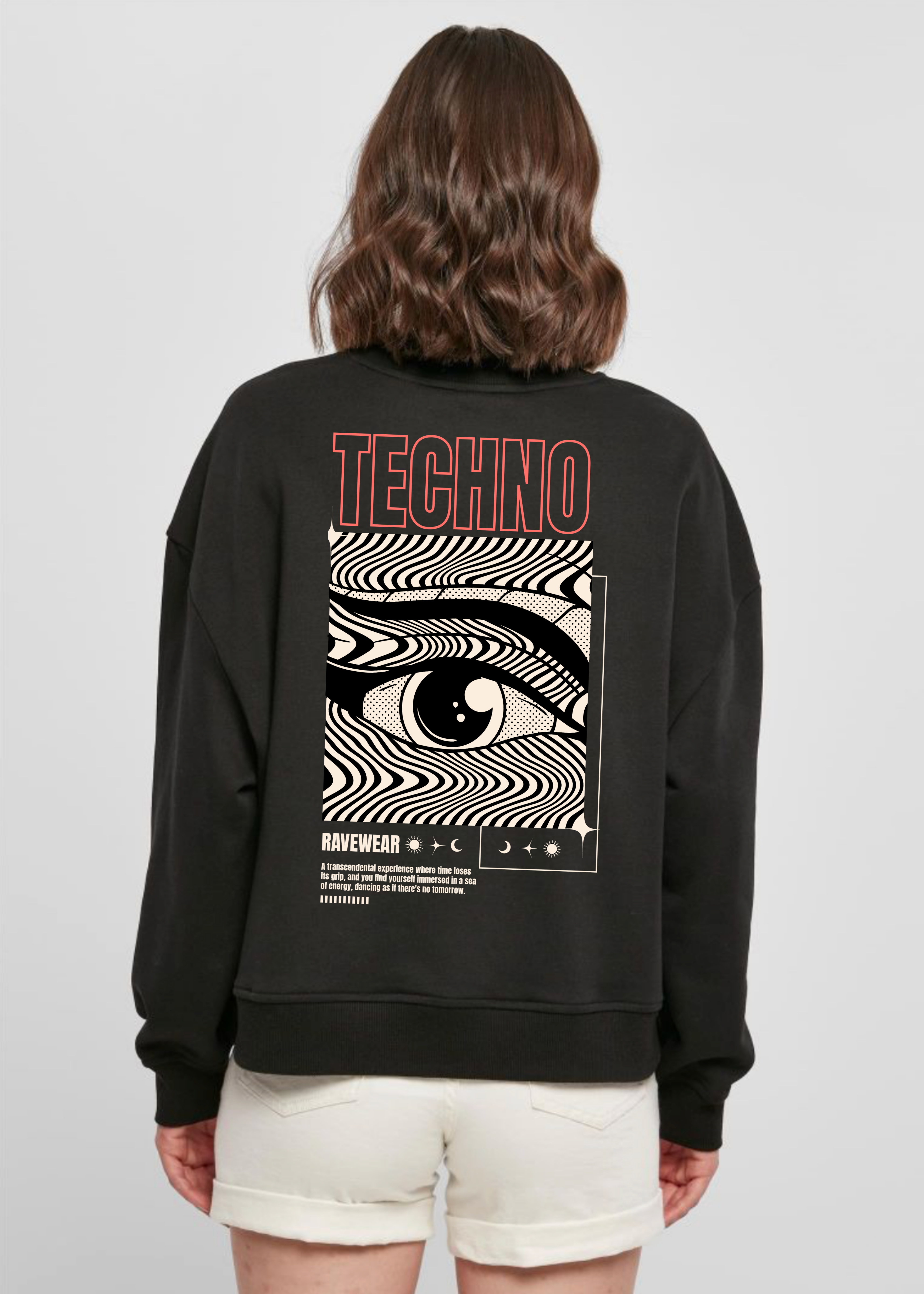 Technoeye Backprint - Damen Oversized Sweatshirt