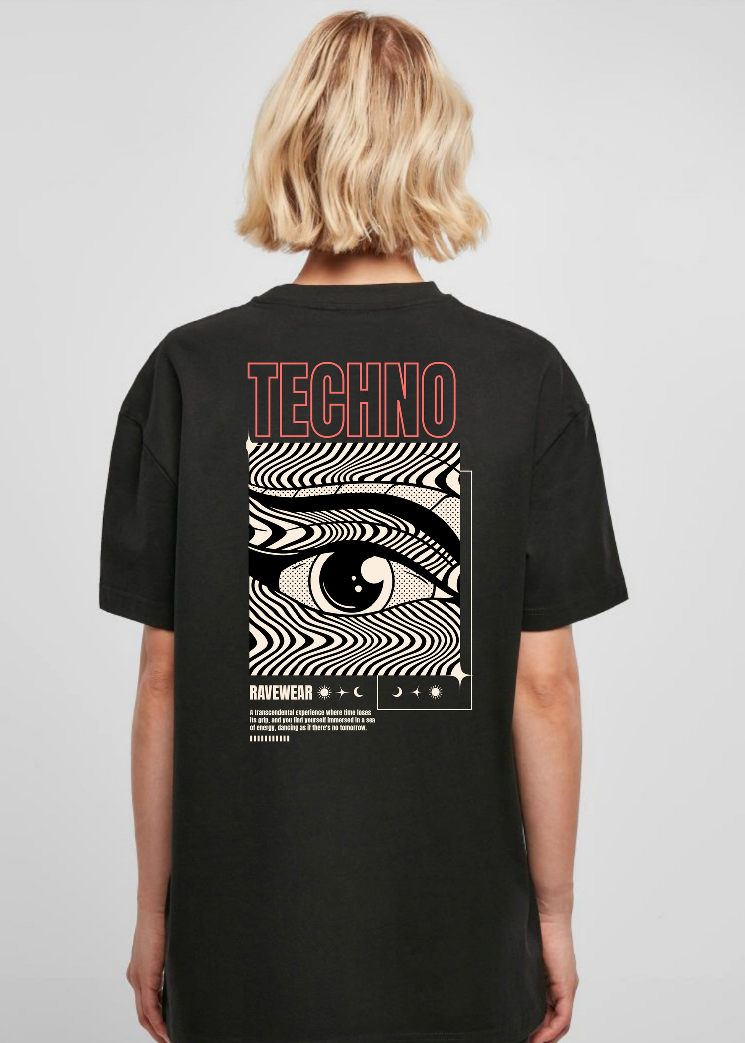 Technoeye Backprint - Damen Oversized Shirt