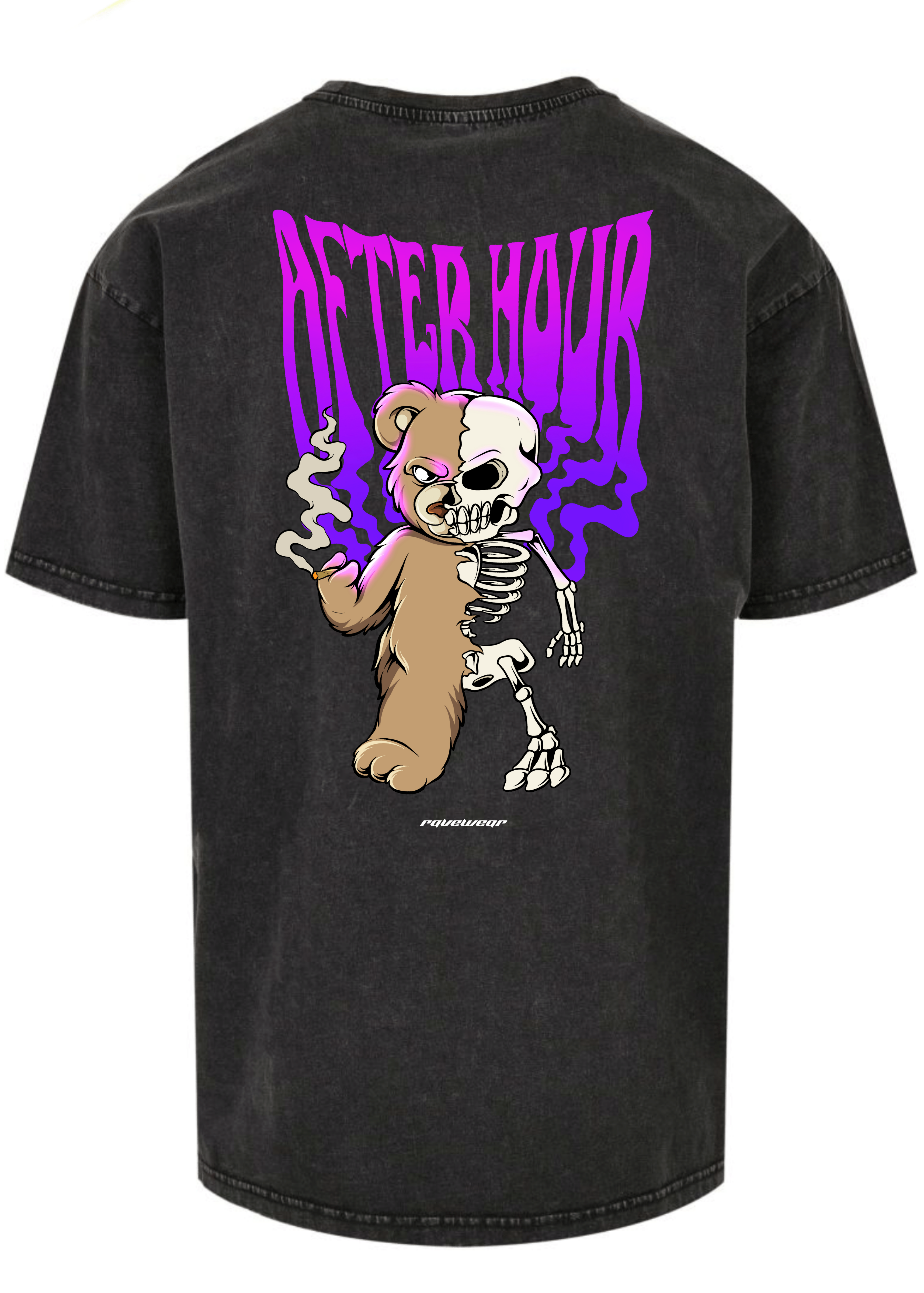 Afterhour Teddy Backprint - Herren Acid Oversized Shirt