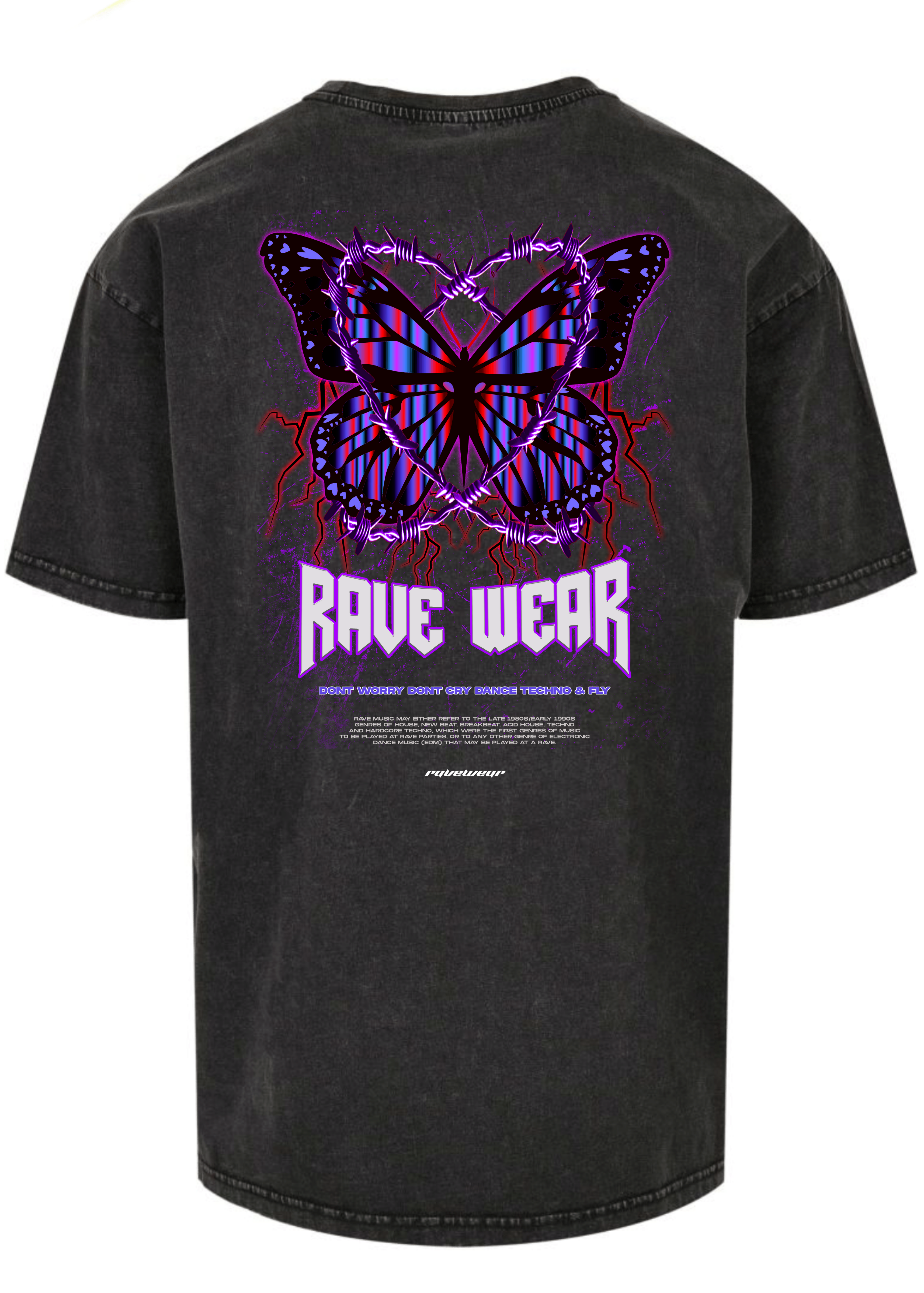 Chained Butterfly Backprint - Herren Acid Oversized Shirt