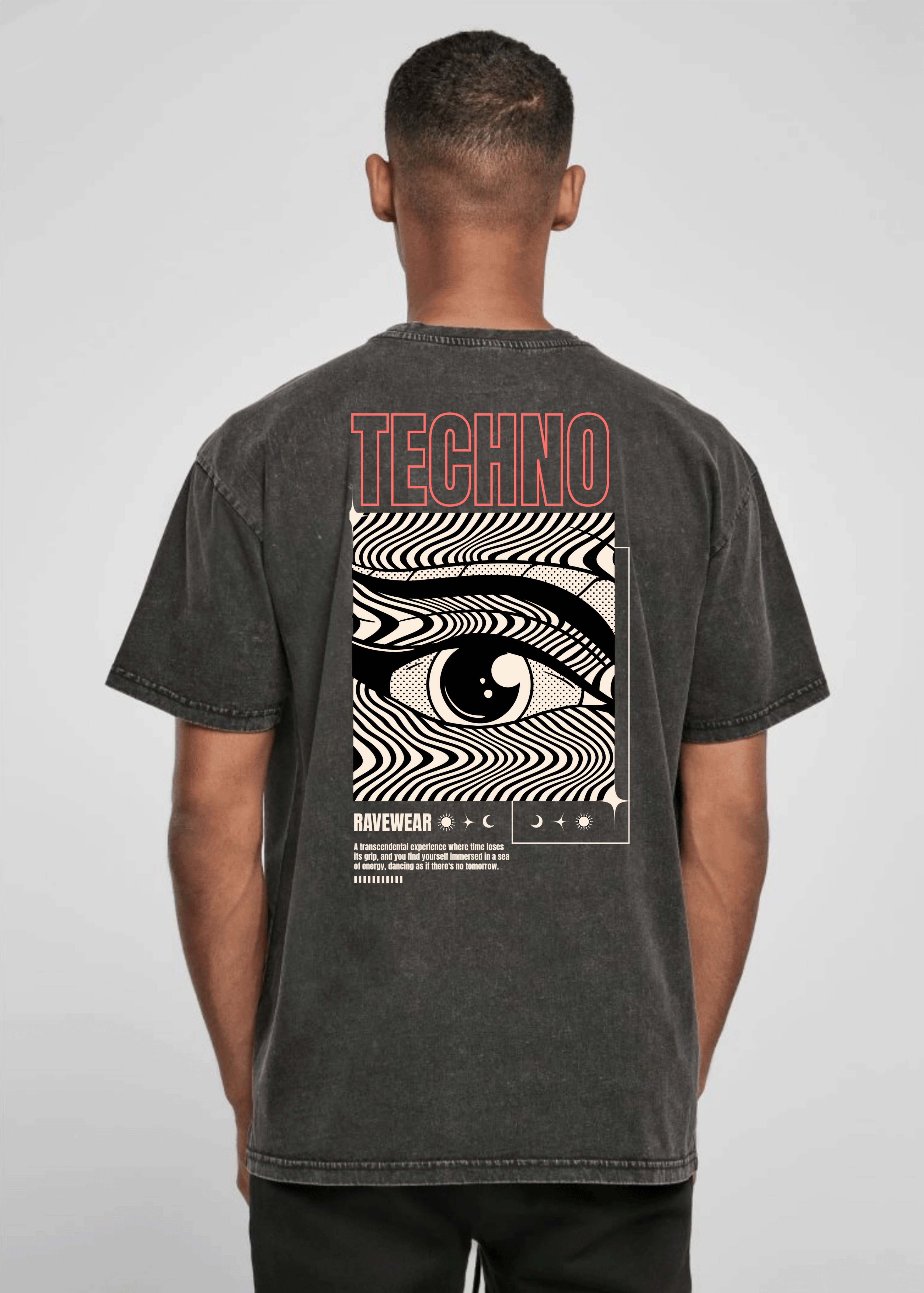 Technoeye Backprint - Herren Acid Oversized Shirt