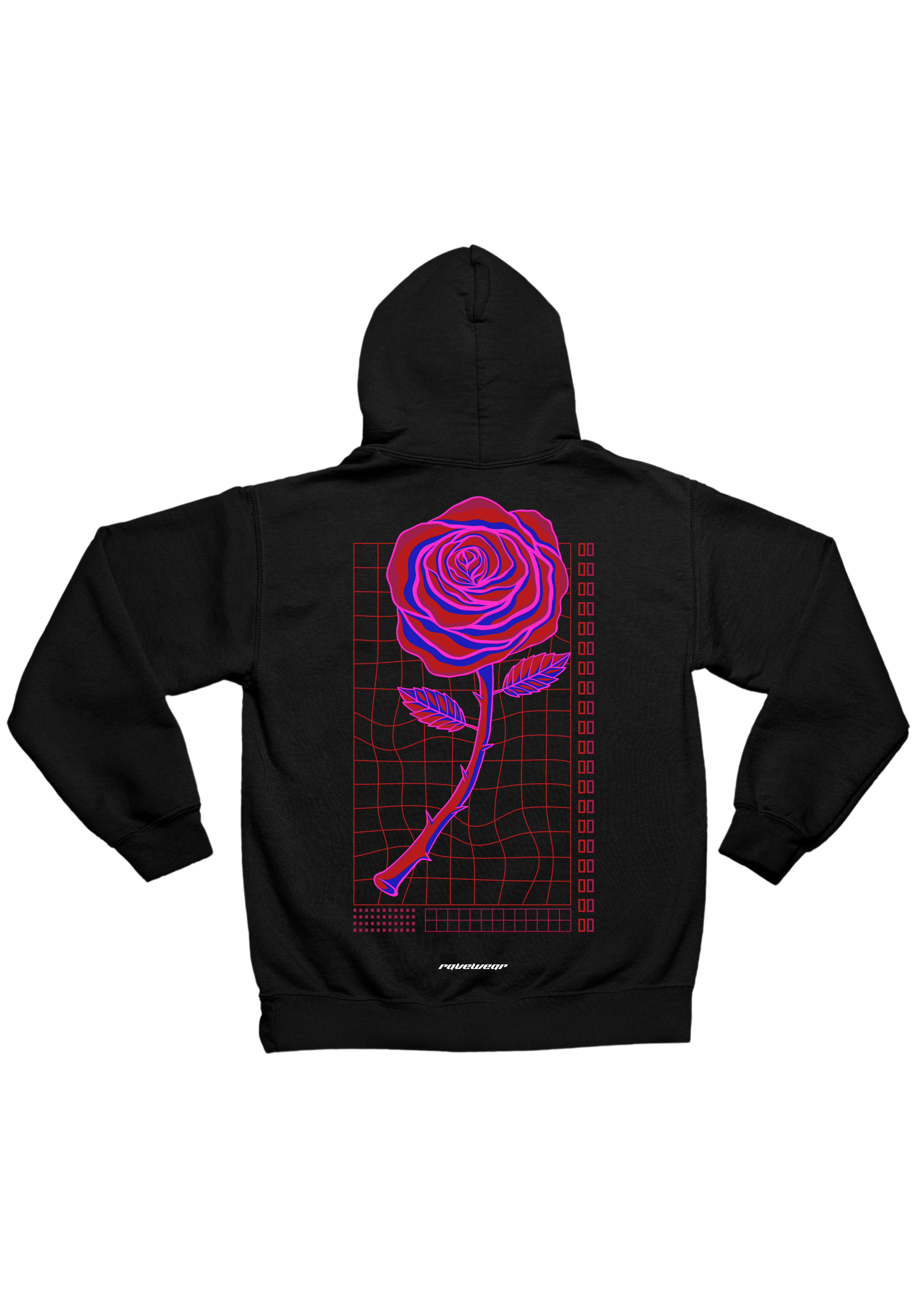 Neon Retro Rose Backprint - Herren Oversized Hoodie