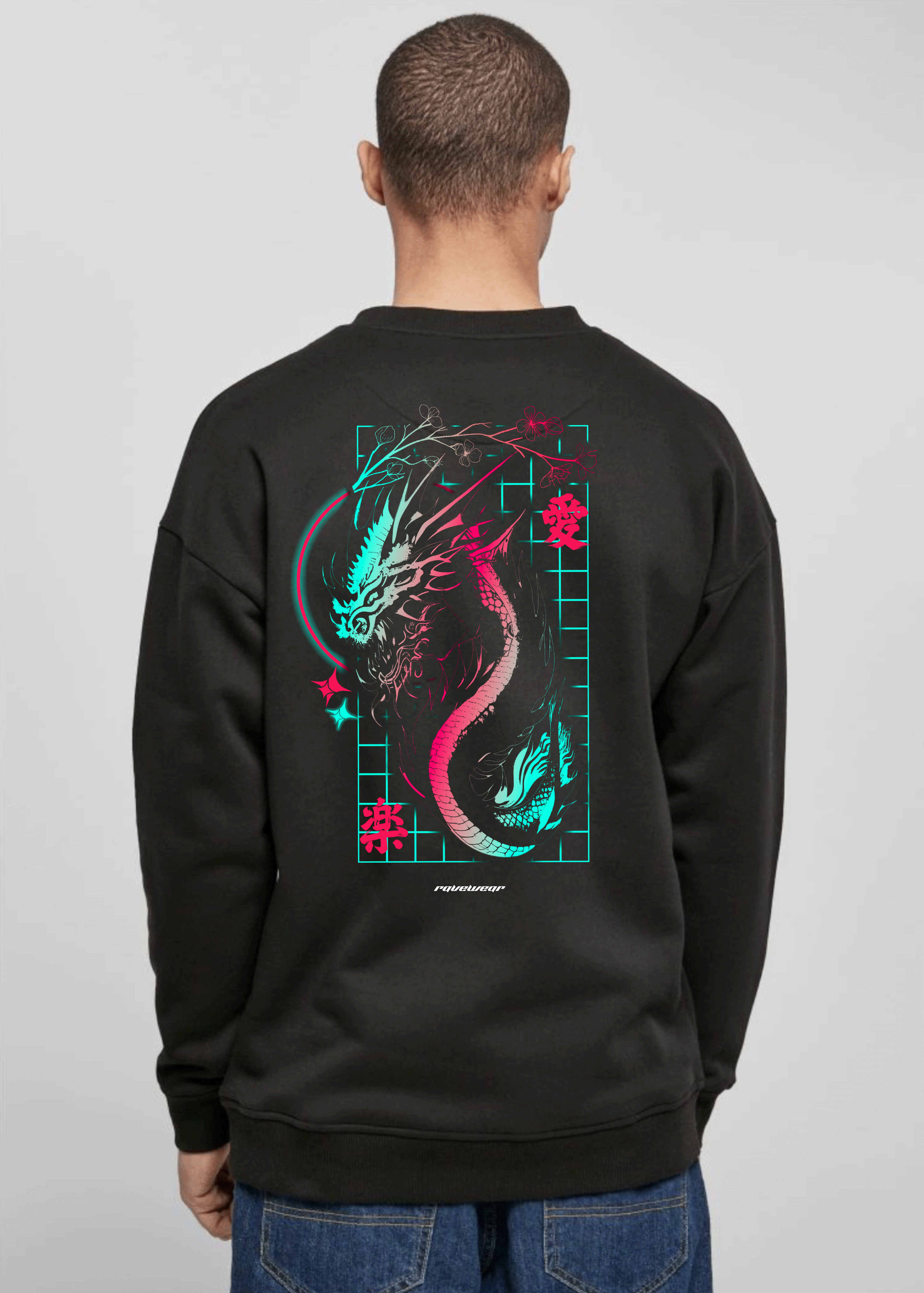Techno Dragon Backprint - Herren Oversized Sweatshirt