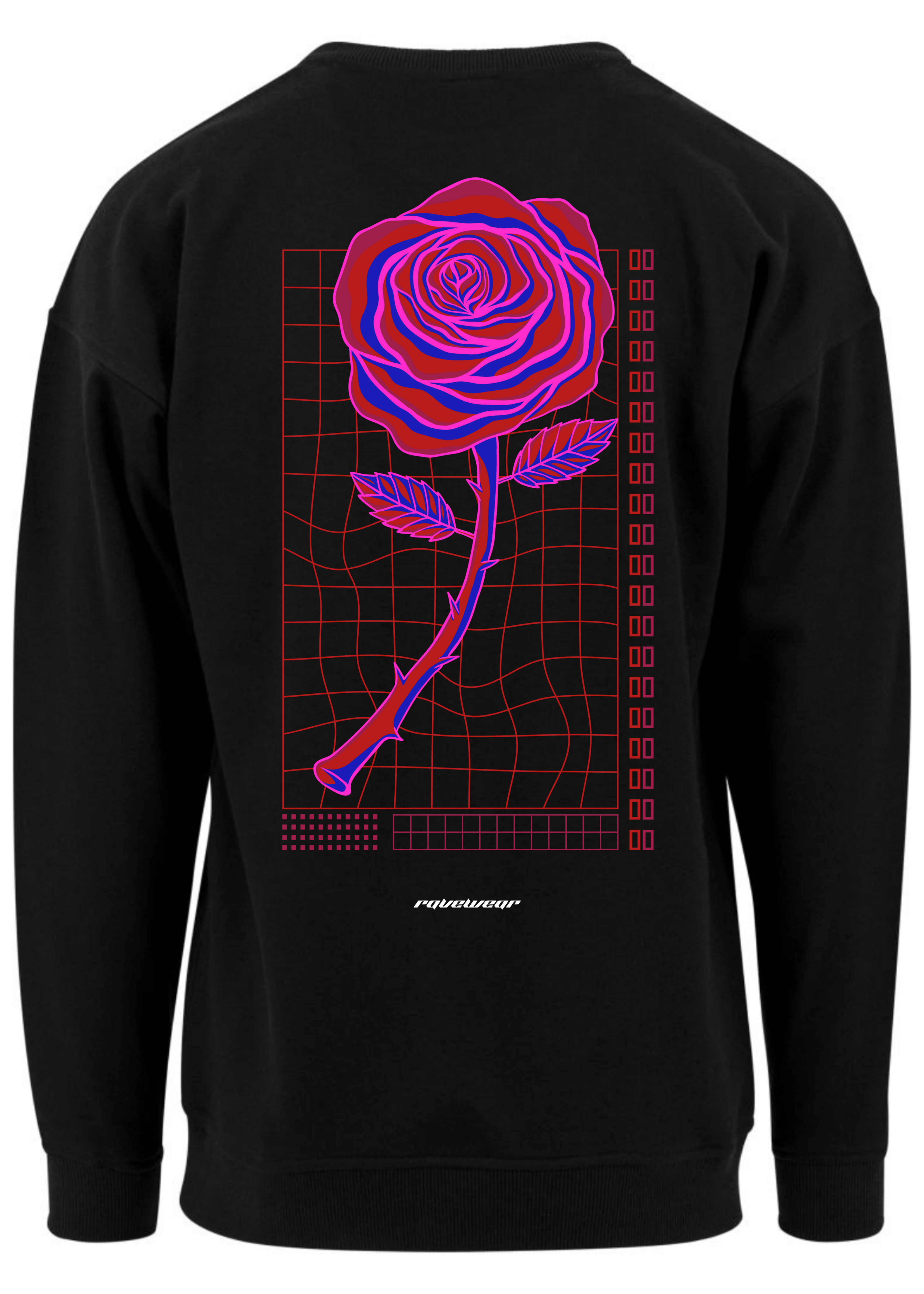 Neon Retro Rose Backprint - Herren Oversized Sweatshirt