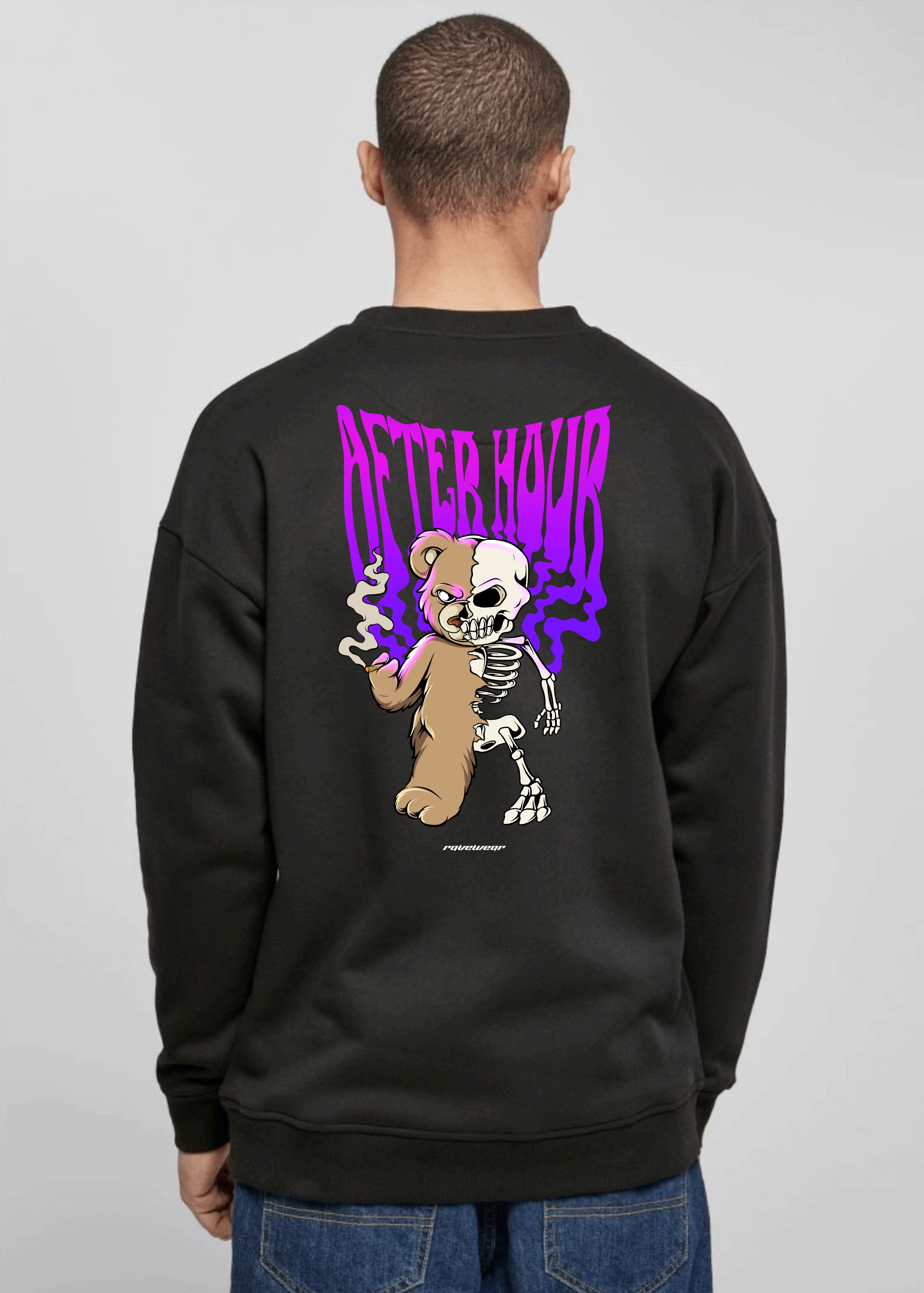 Afterhour Teddy Backprint - Herren Oversized Sweatshirt