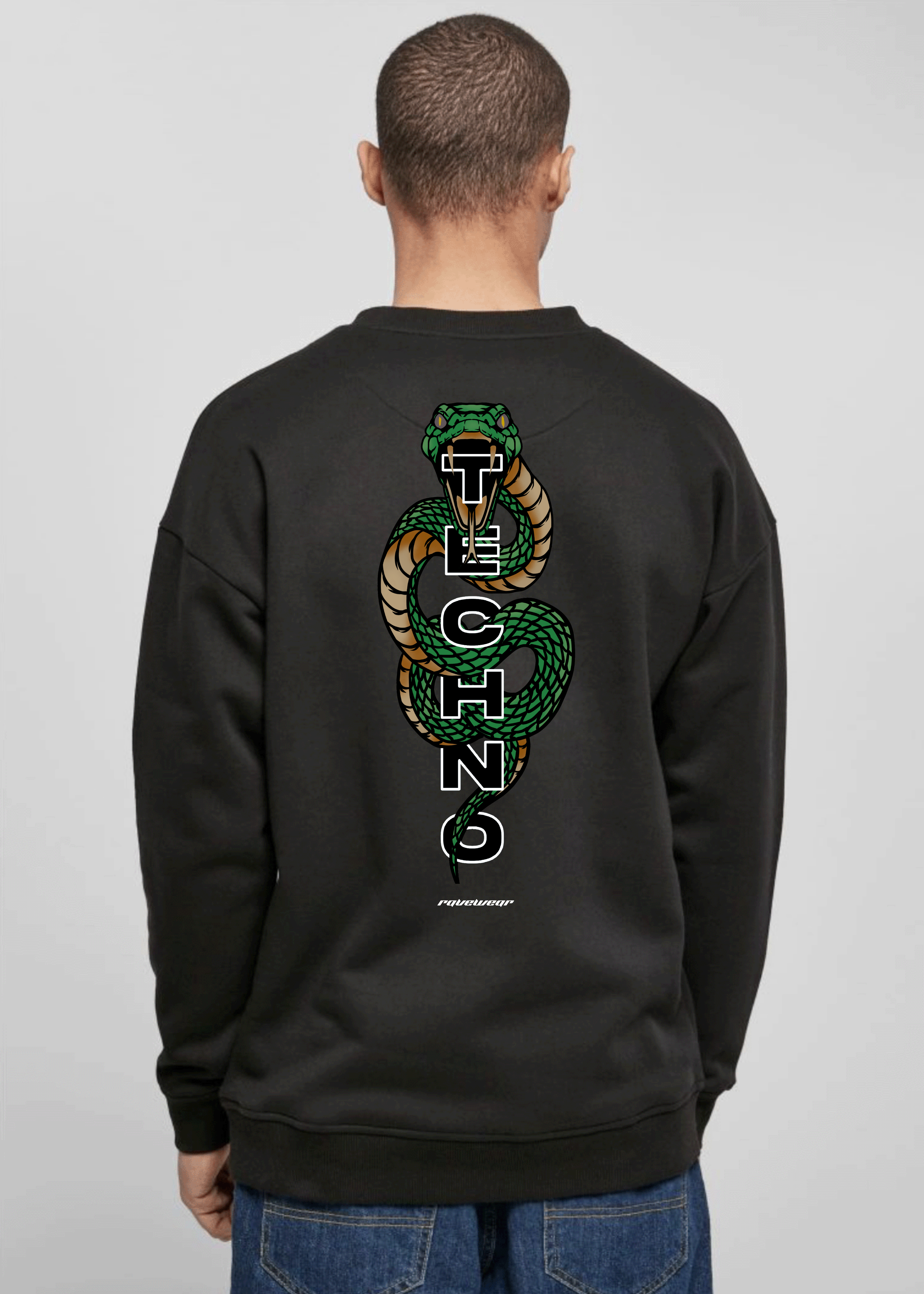 Techno Cobra Backprint - Herren Oversized Sweatshirt