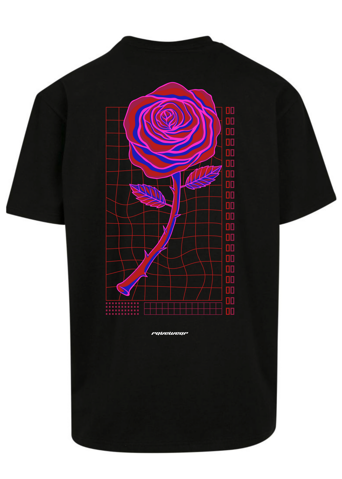 Neon Retro Rose Backprint - Unisex Oversized Shirt
