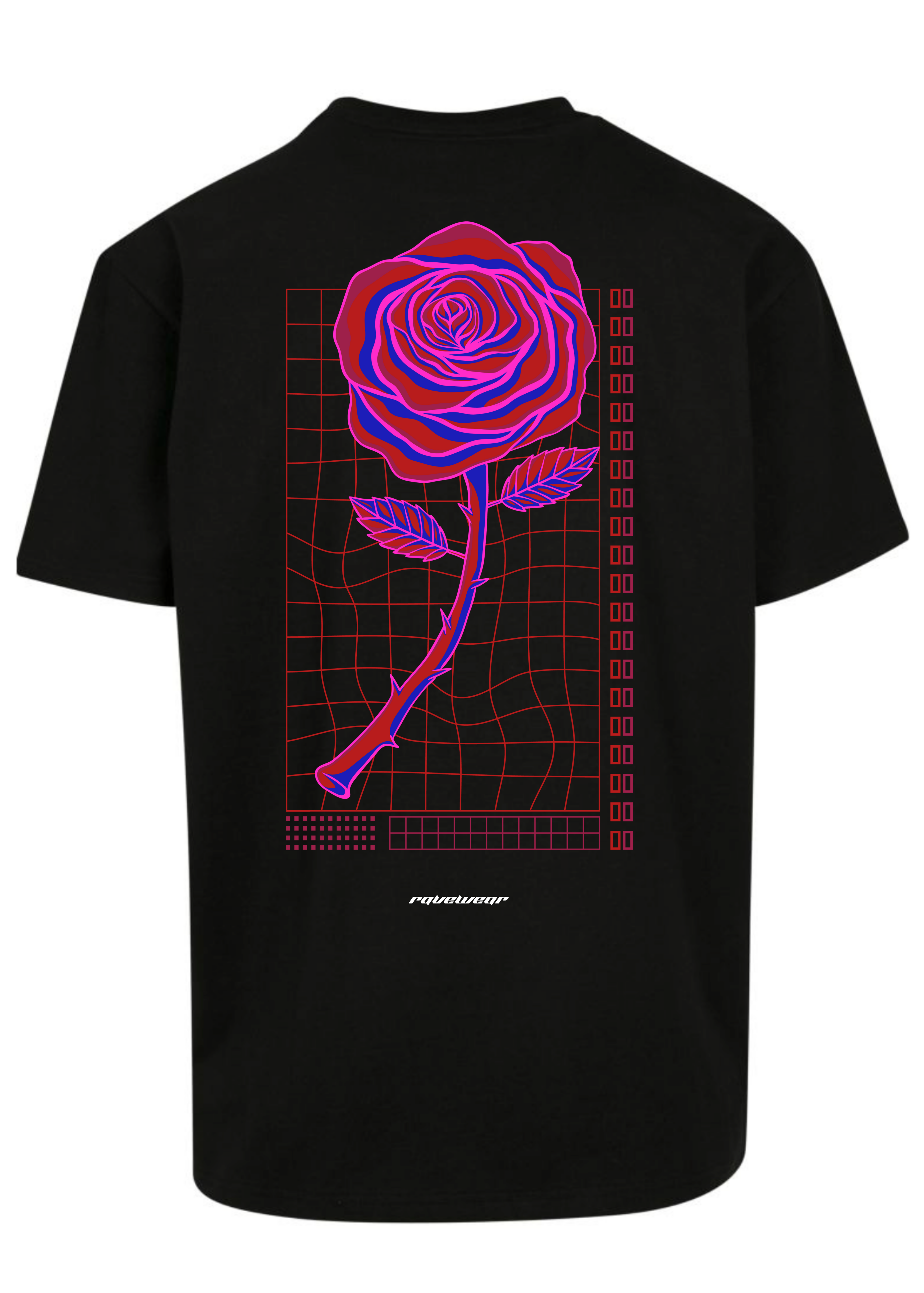Neon Retro Rose Backprint - Herren Oversized Shirt