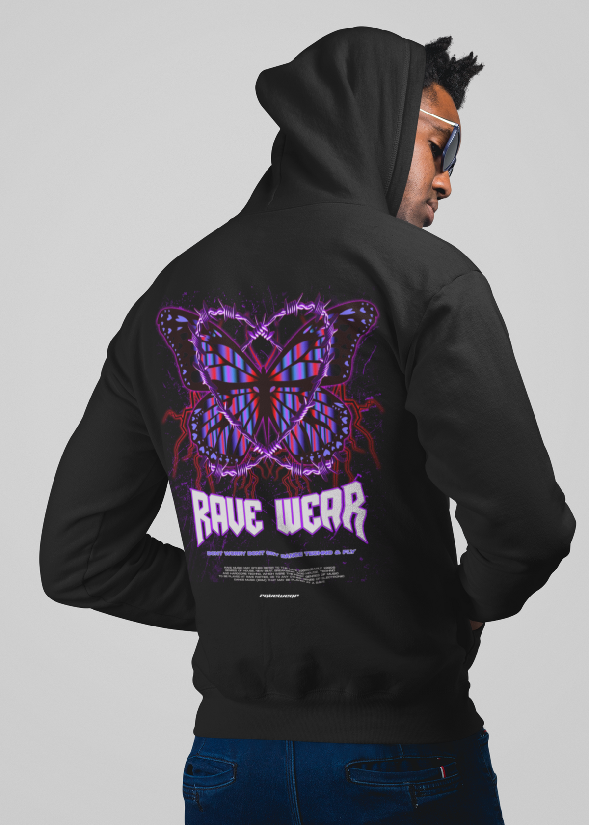 Chained Butterfly Backprint - Herren Oversized Zipper