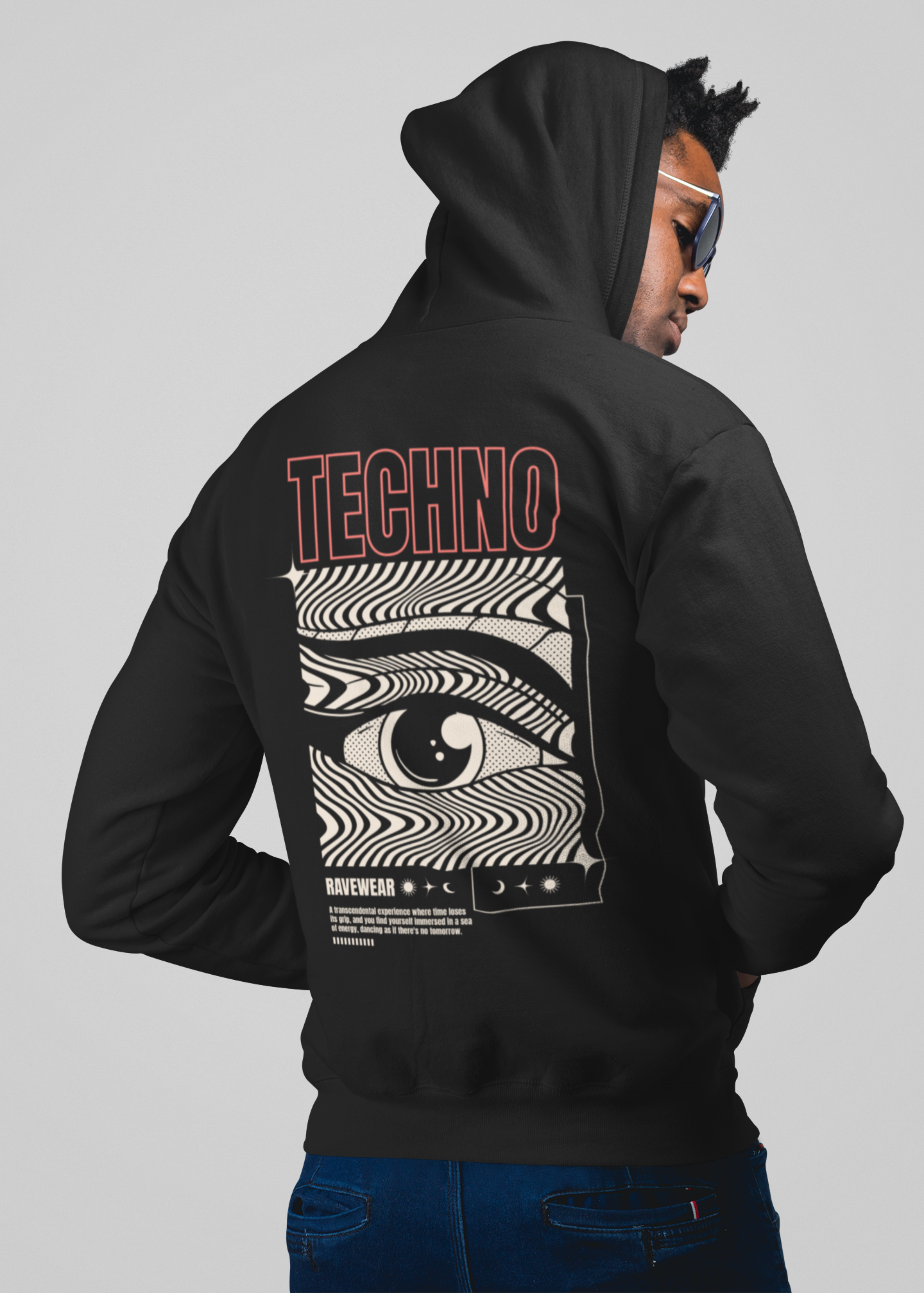 Technoeye Backprint - Herren Oversized Zipper