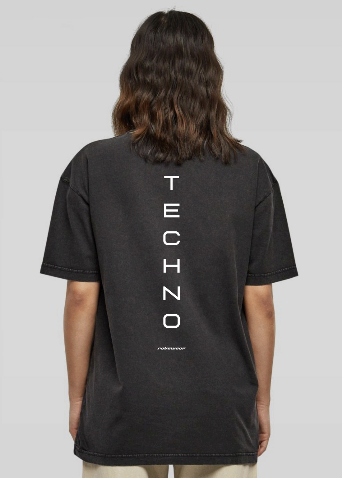 Just Techno Backprint - Damen Acid Oversized Shirt