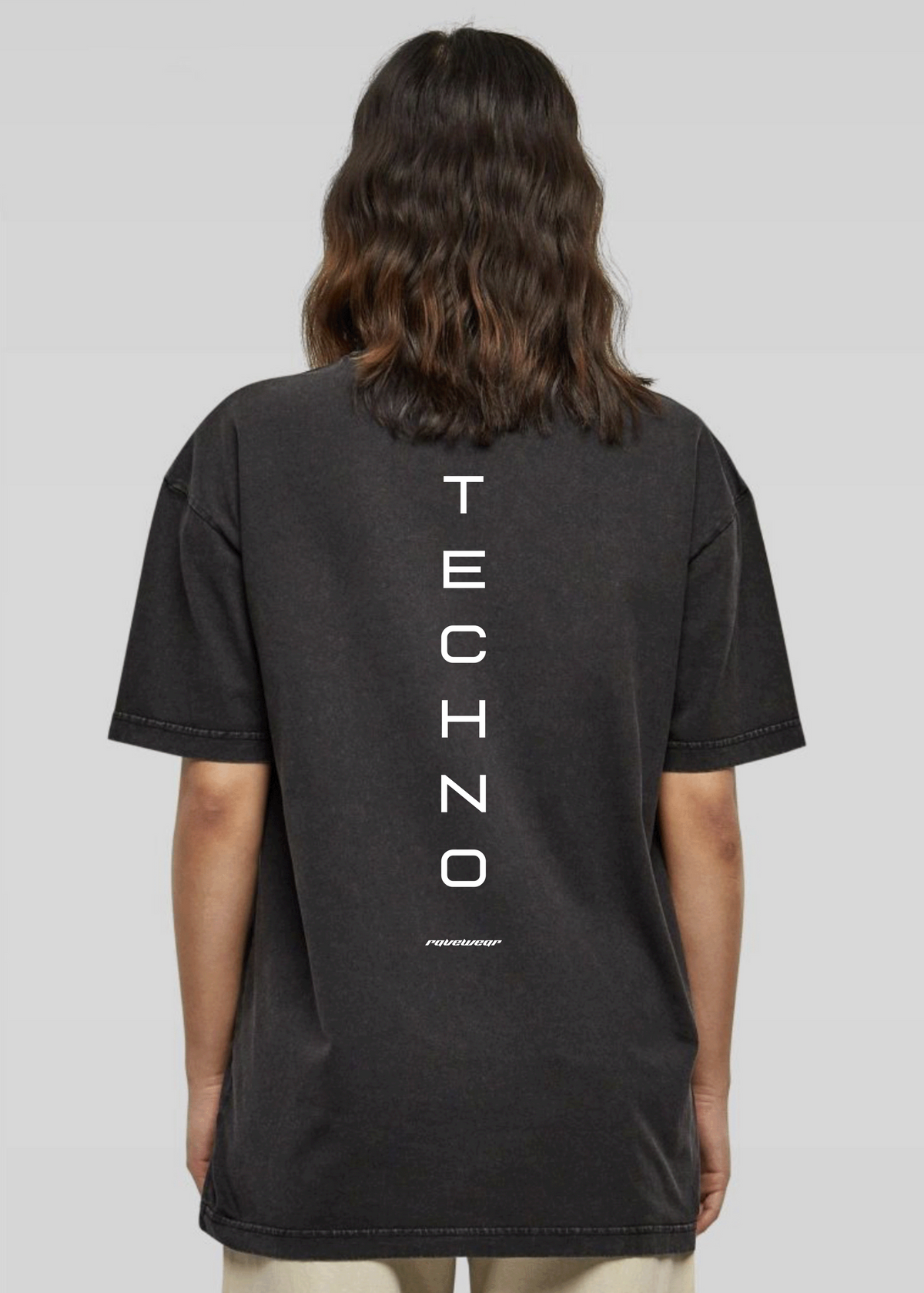 Just Techno Backprint - Unisex Acid Oversized Shirt