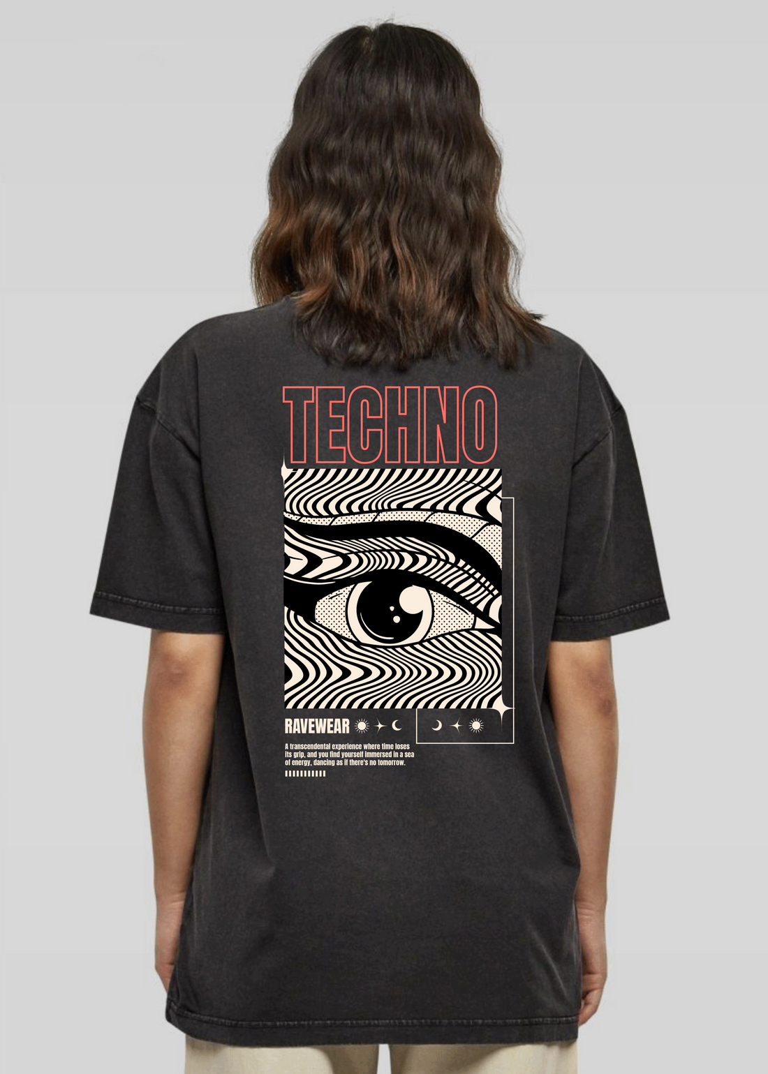 Technoeye Backprint - Damen Acid Oversized Shirt