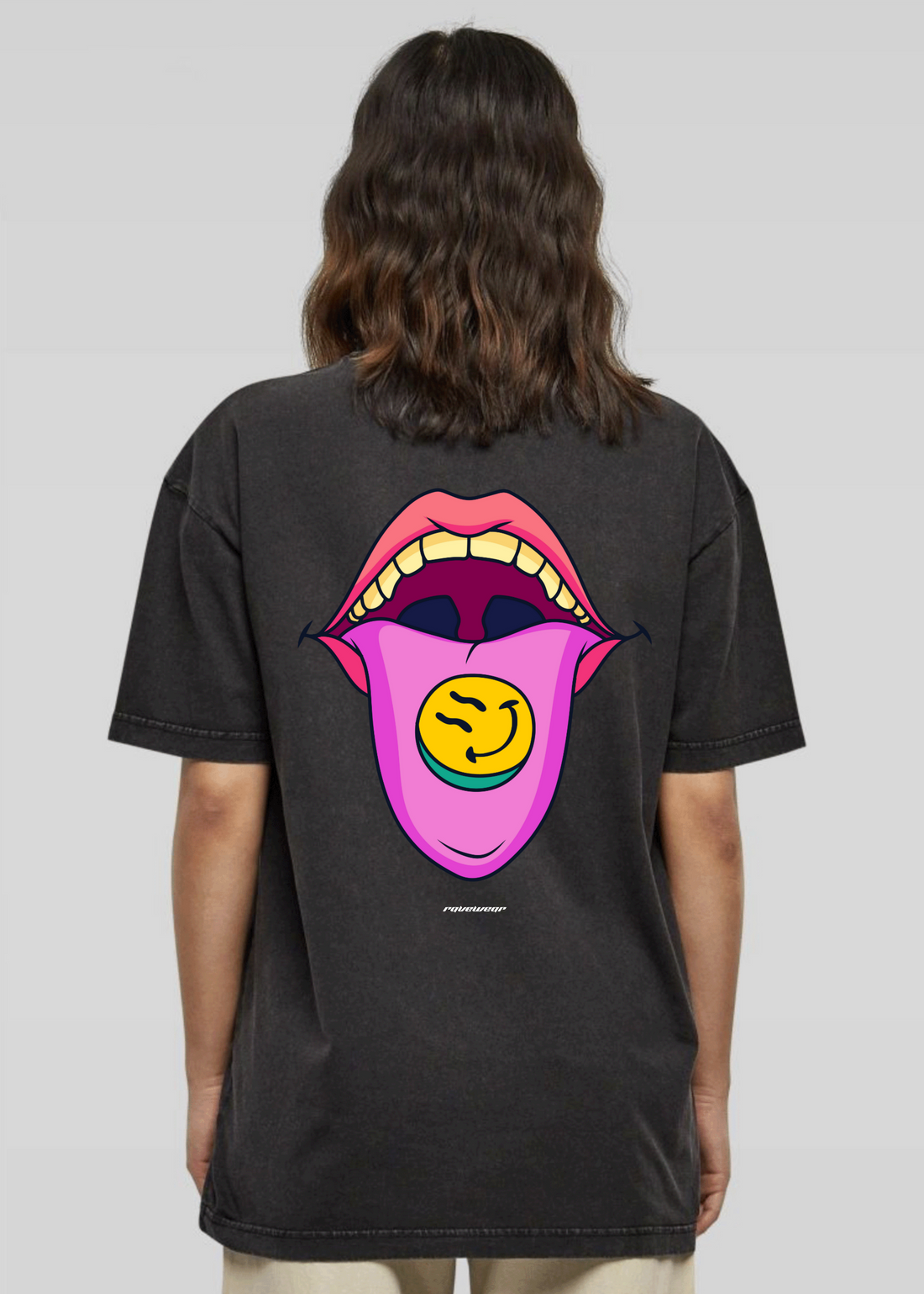 Happy Pills Backprint - Damen Acid Oversized Shirt