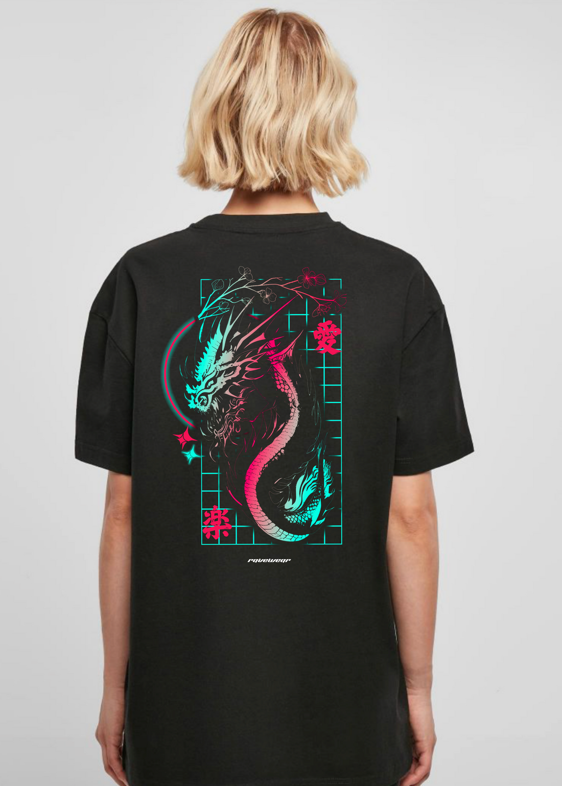 Techno Dragon Backprint - Damen Oversized Shirt