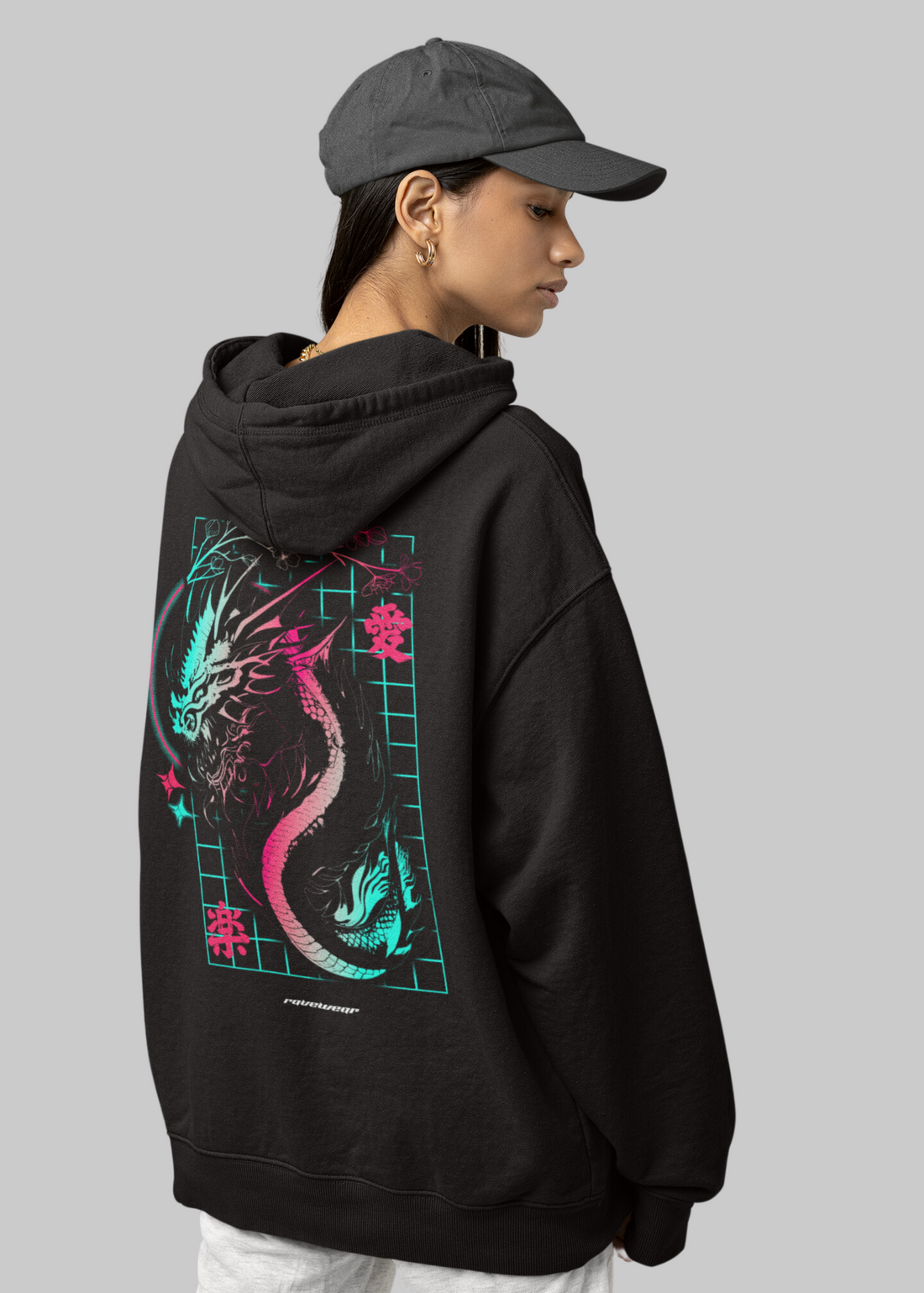 Techno Dragon Backprint - Damen Oversized Hoodie