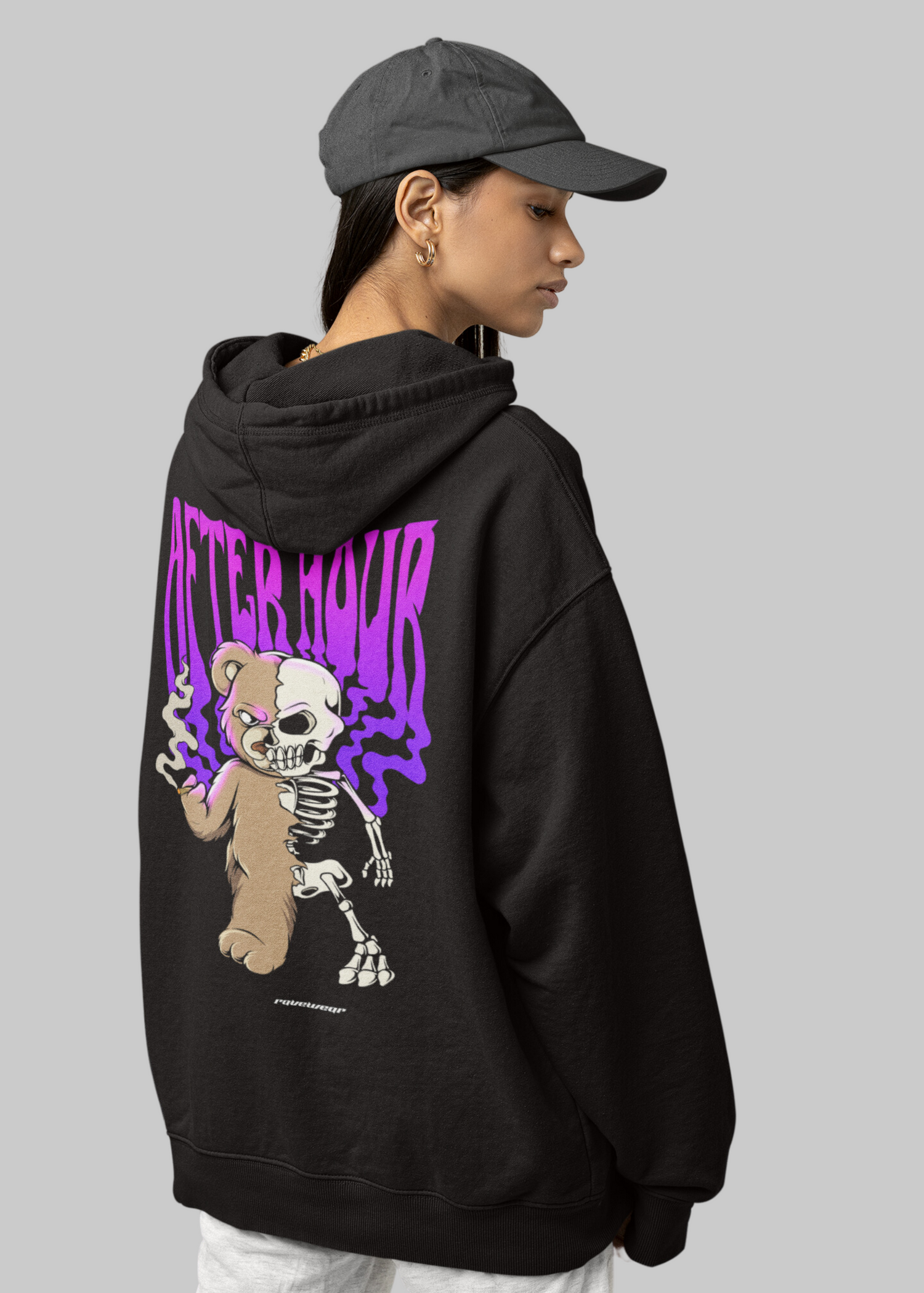 Afterhour Teddy Backprint - Damen Oversized Hoodie