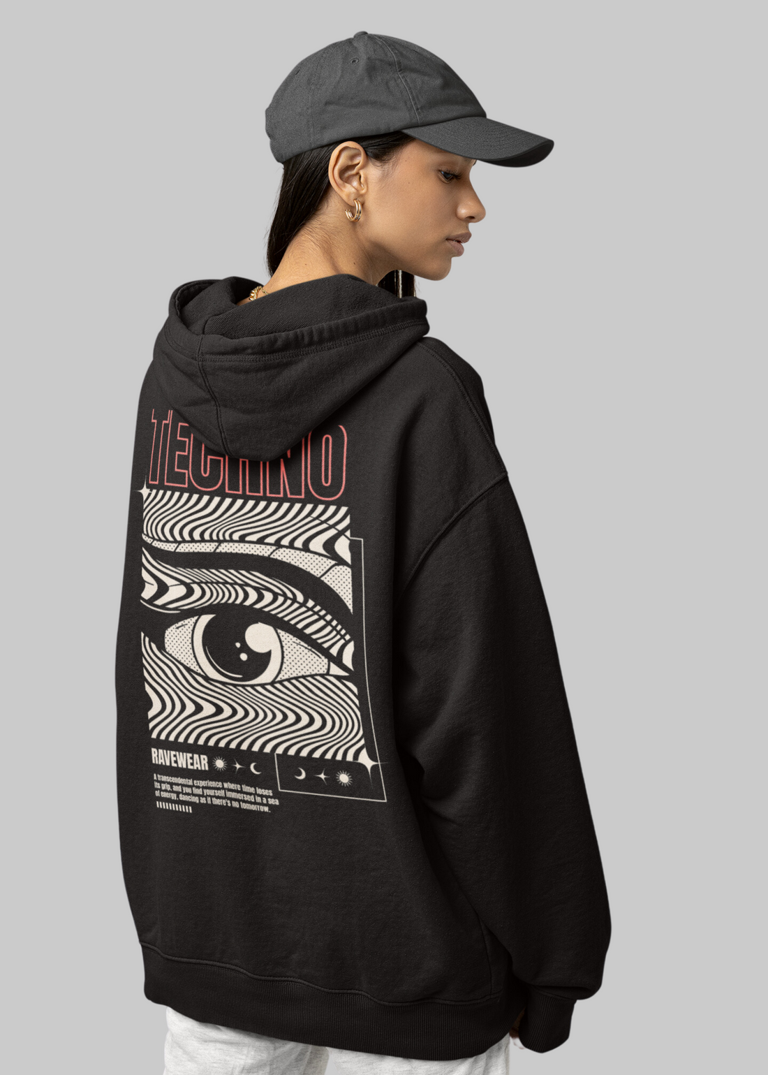 Technoeye Backprint - Damen Oversized Hoodie