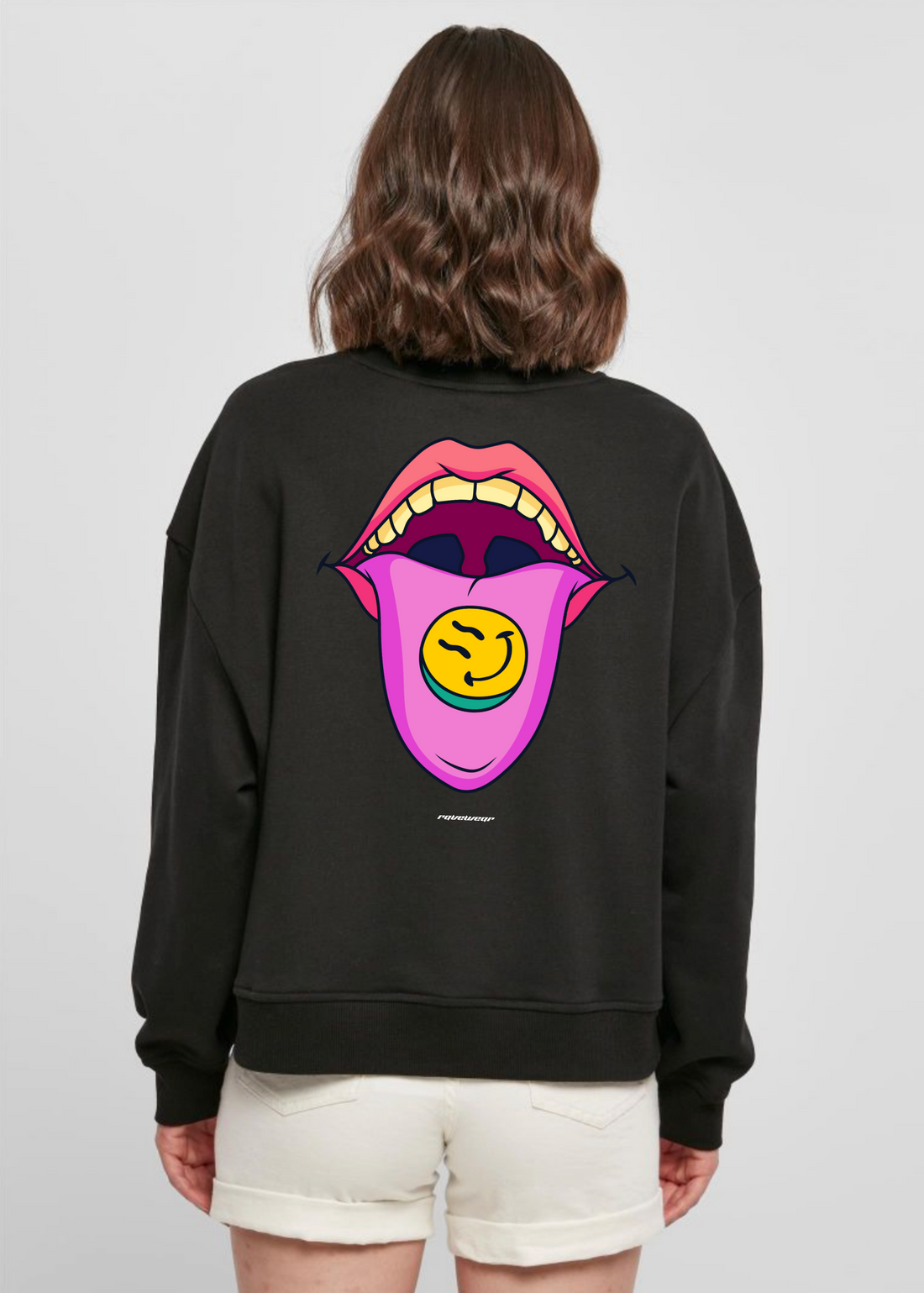 Happy Pills Backprint - Damen Oversized Sweatshirt