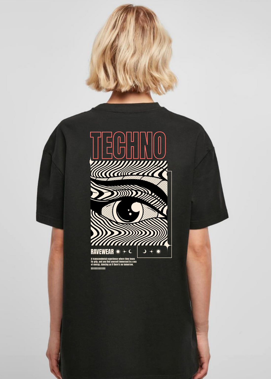 Technoeye Backprint - Damen Oversized Shirt