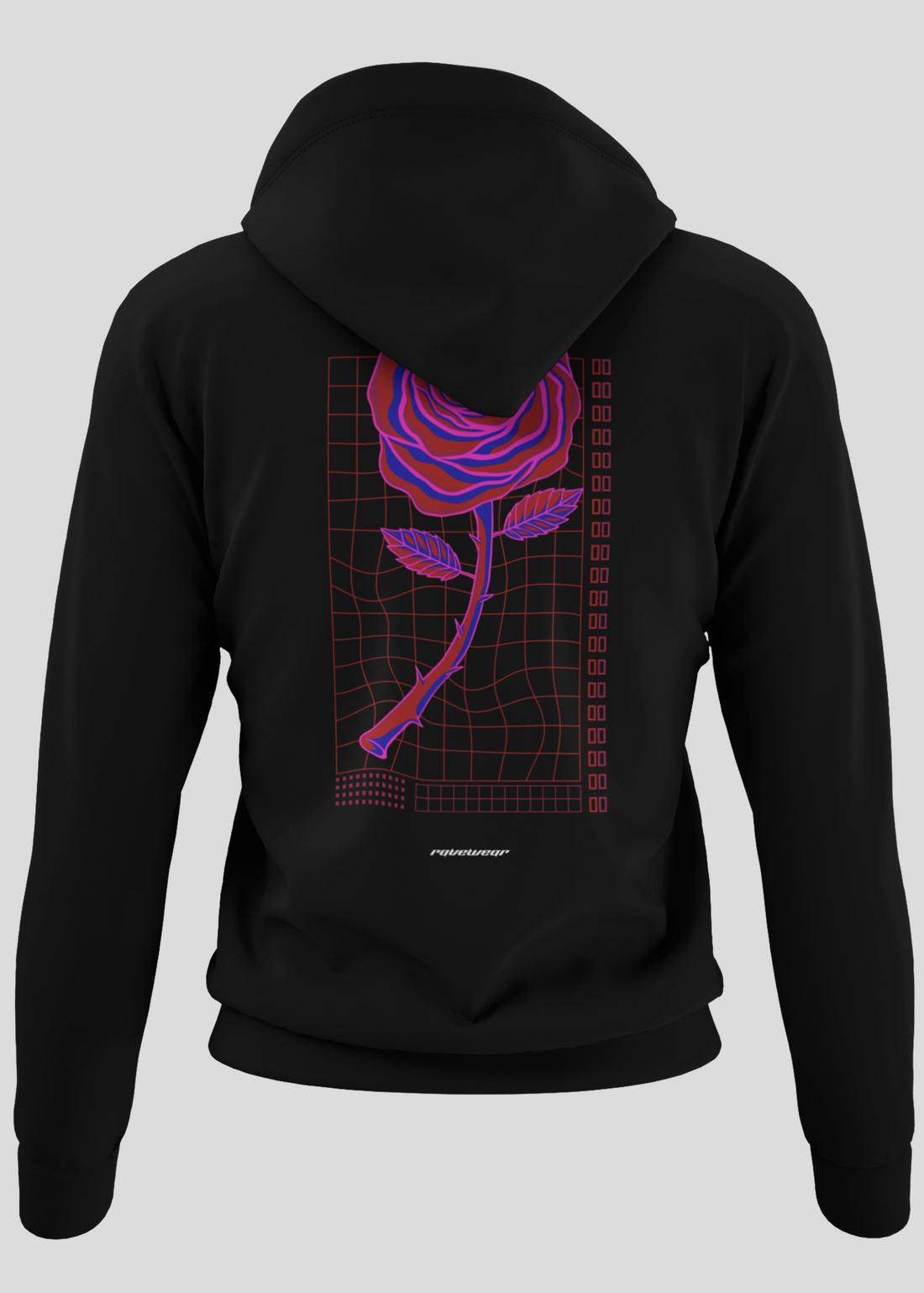 Neon Retro Rose Backprint - Damen Oversized Zipper