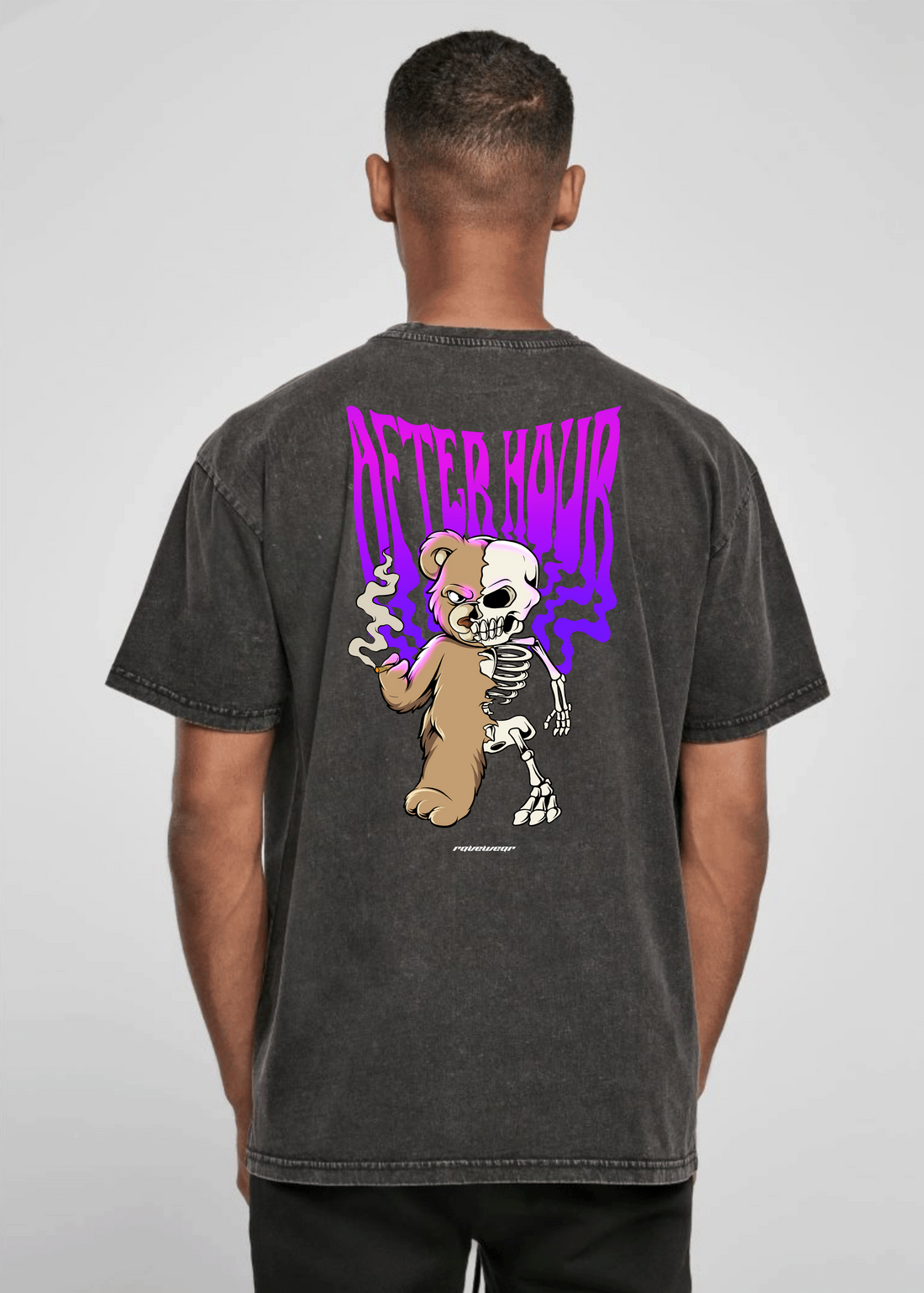 Afterhour Teddy Backprint - Herren Acid Oversized Shirt