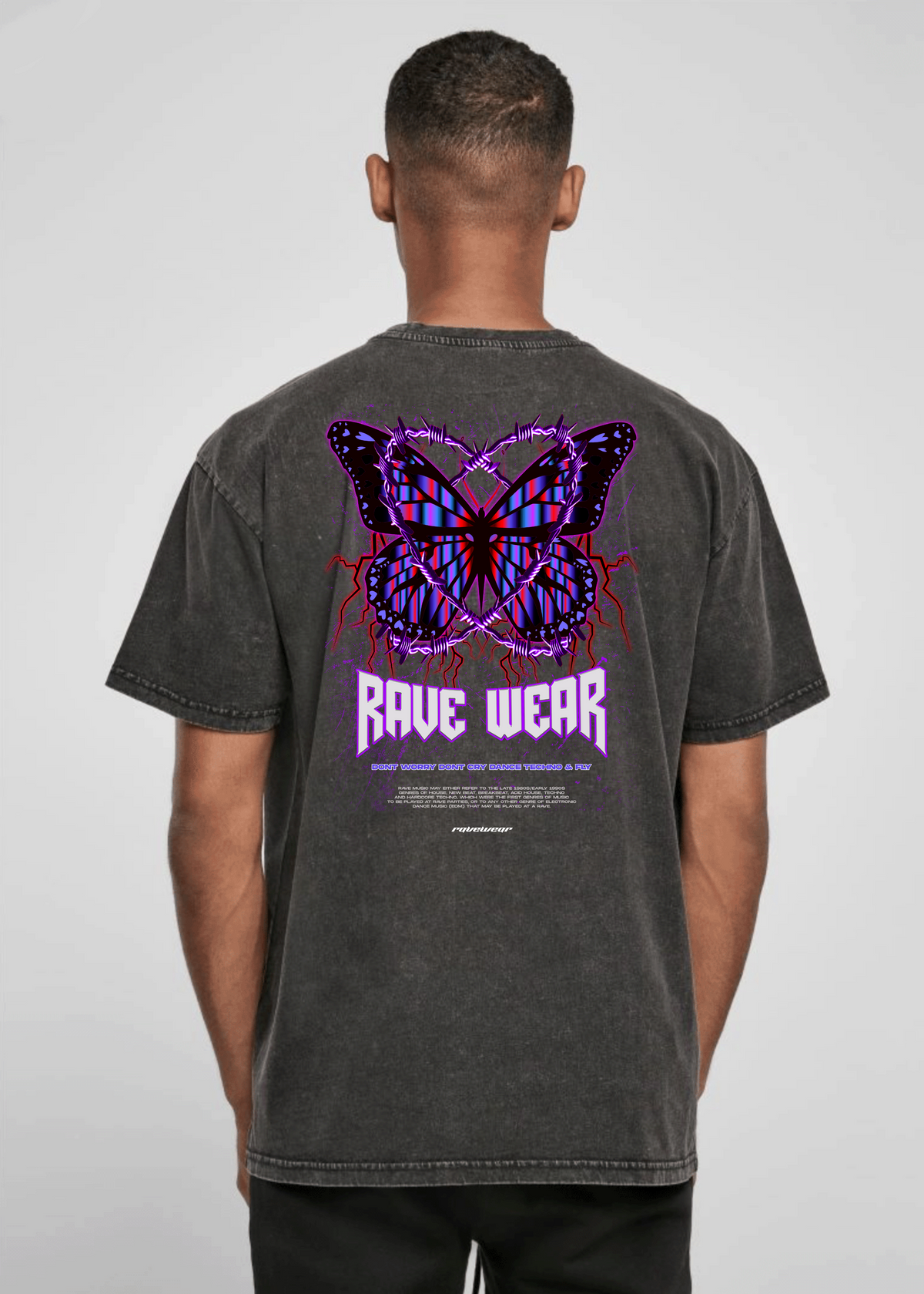 Chained Butterfly Backprint - Unisex Acid Oversized Shirt