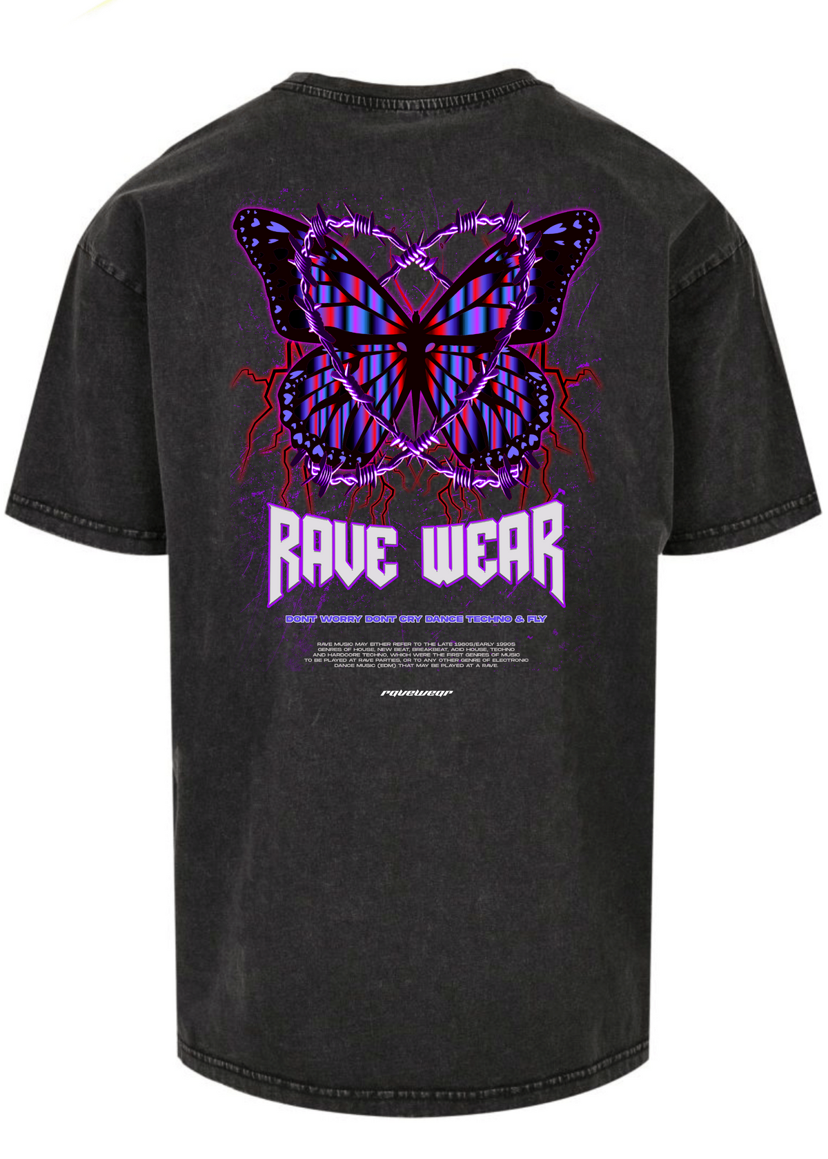 Chained Butterfly Backprint - Unisex Acid Oversized Shirt