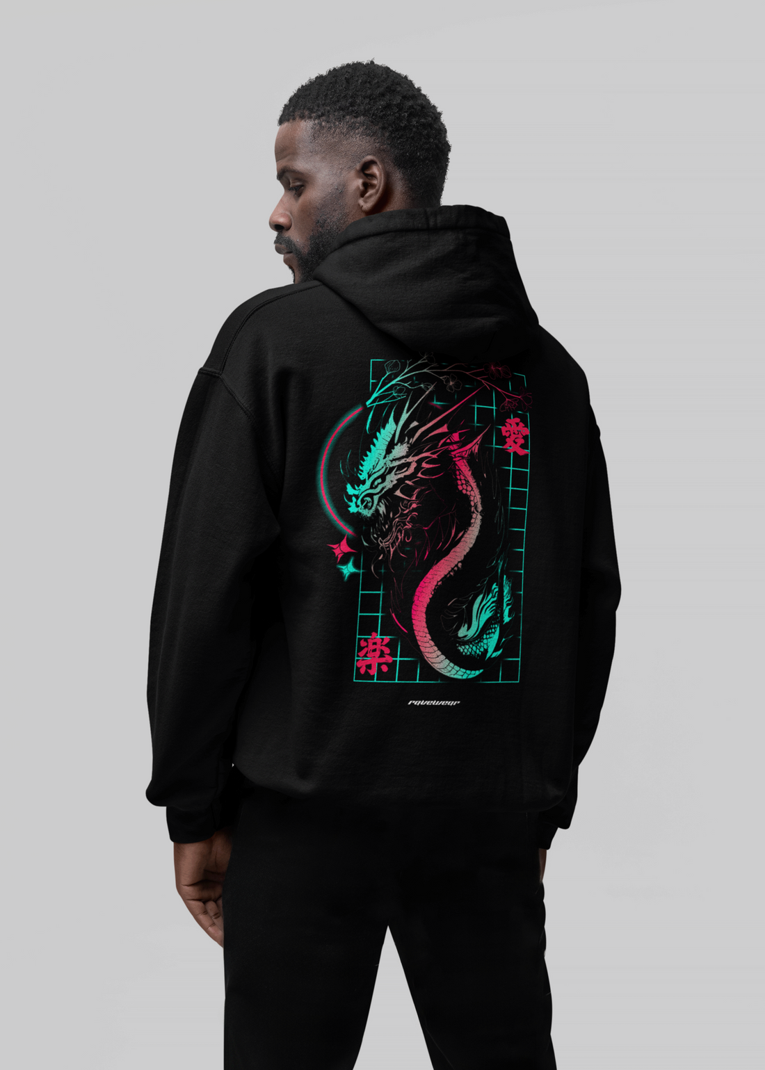 Techno Dragon Backprint - Herren Oversized Hoodie