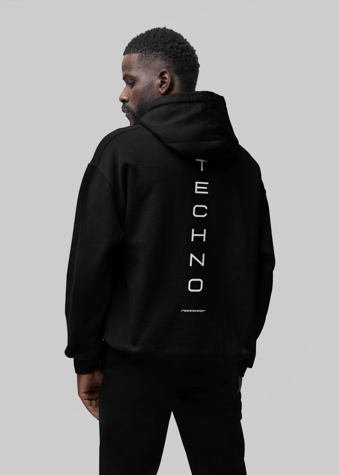 Just Techno Backprint - Herren Oversized Hoodie