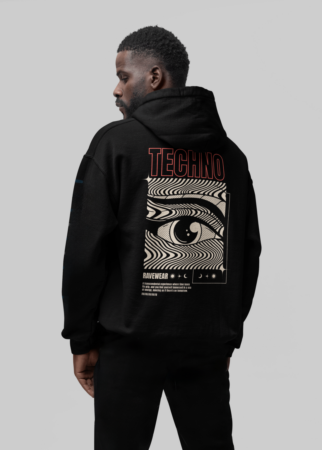 Technoeye Backprint - Herren Oversized Hoodie