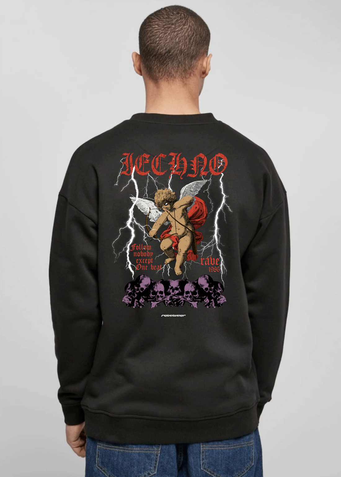 Techno Amor Backprint - Herren Oversized Sweatshirt