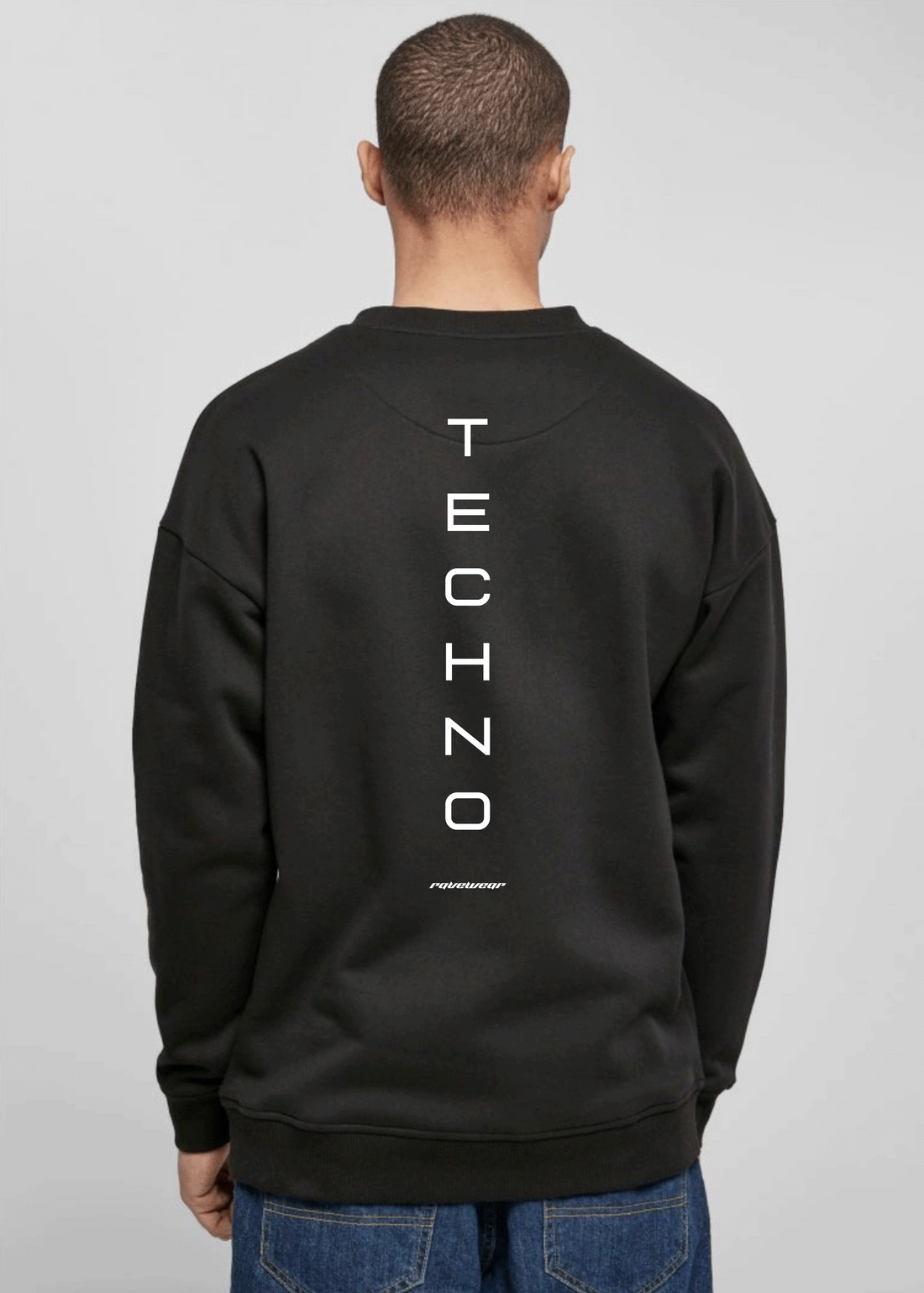 Just Techno Backprint - Herren Oversized Sweatshirt