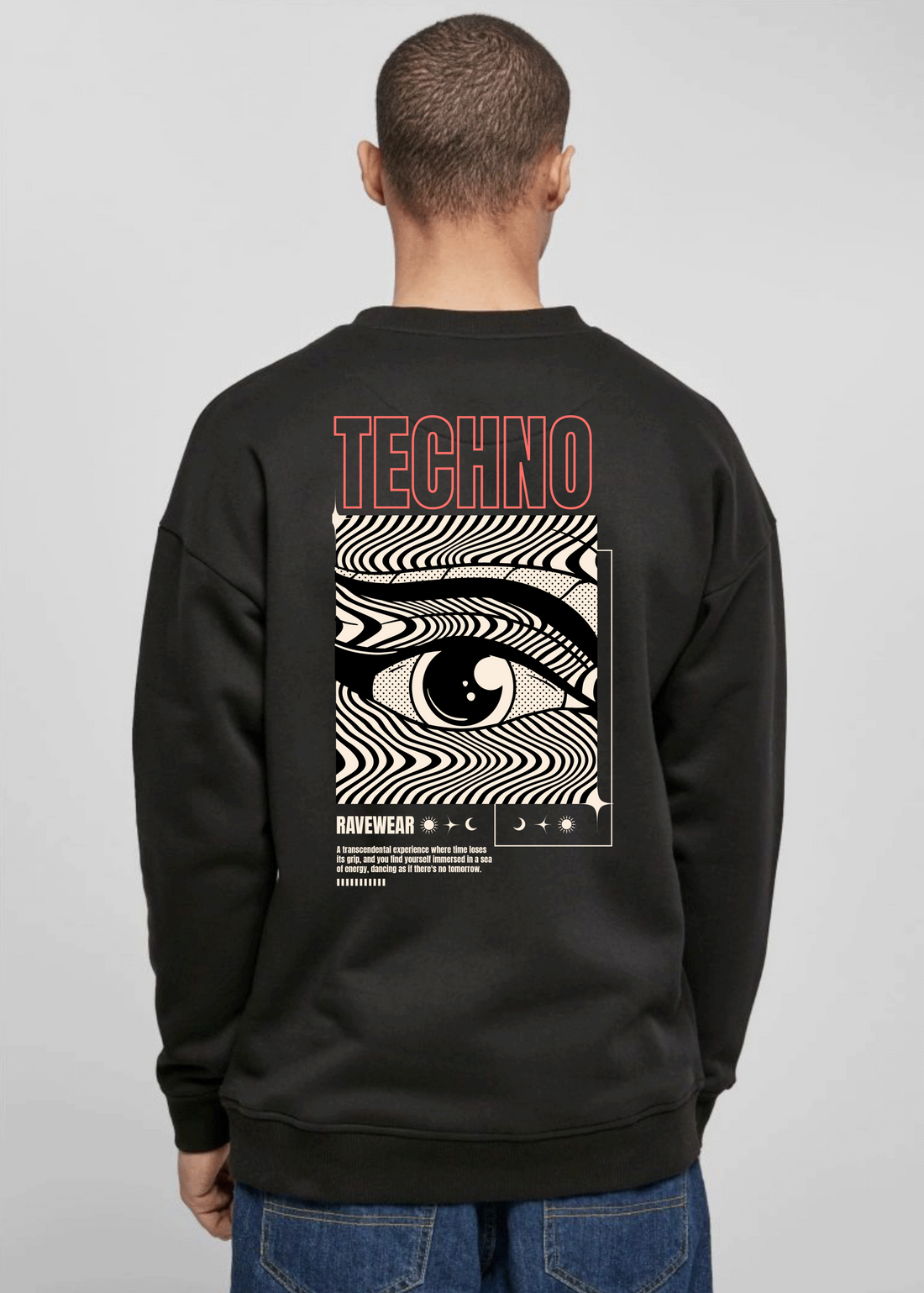 Technoeye Backprint - Herren Oversized Sweatshirt